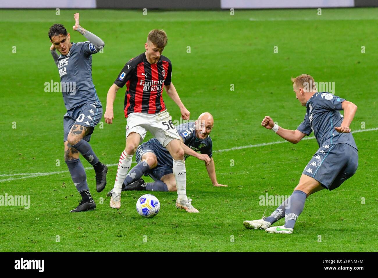 Milan, Italie. 1er mai 2021. Alexis Saelemaekers (56) de l'AC Milan vu dans la série UN match entre l'AC Milan et Benevento à San Siro à Milan. (Crédit photo: Gonzales photo - Tommaso Fimiano). Banque D'Images