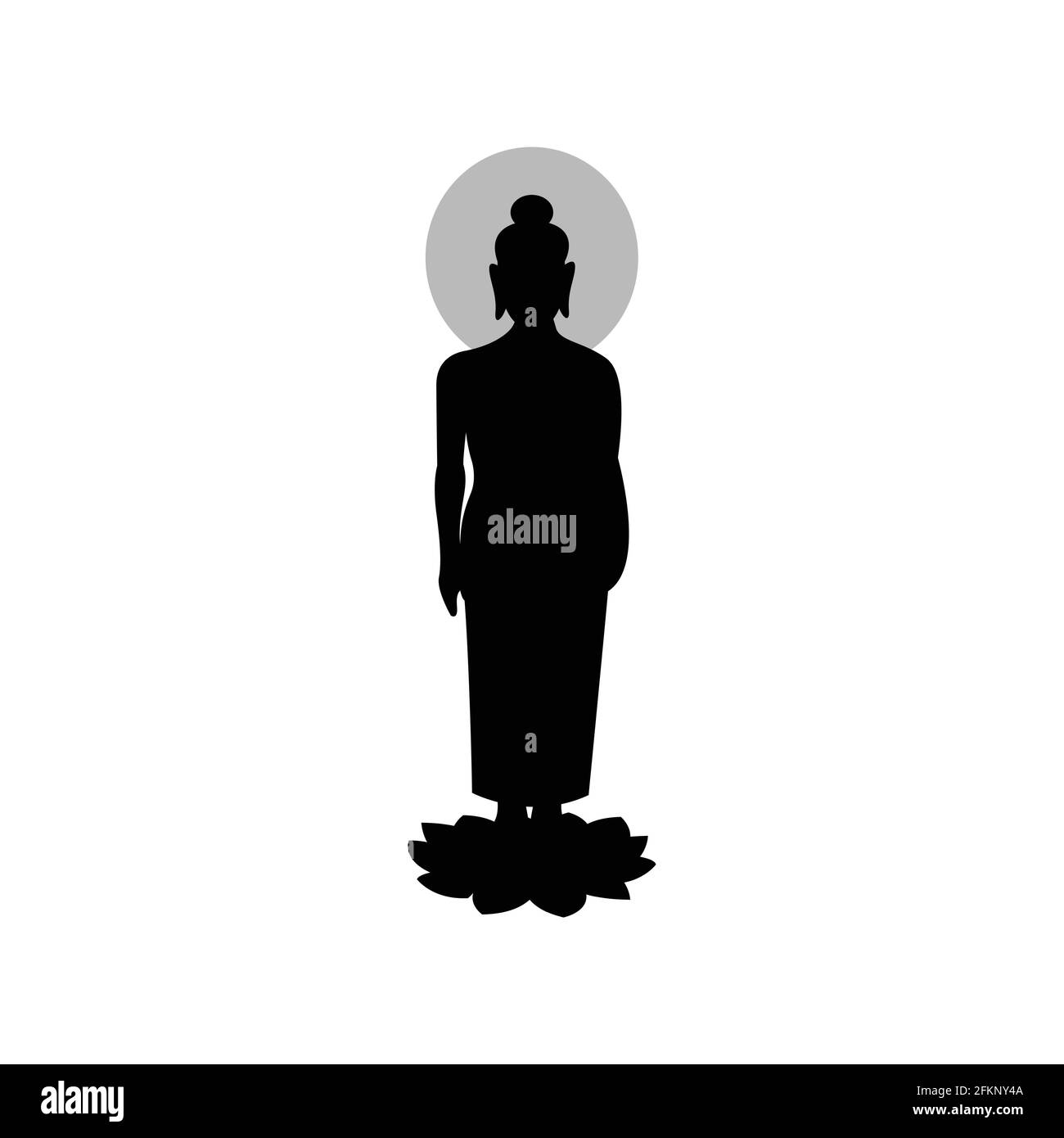 silhouette noire avec arrière-plan blanc isolé de lord of bouddha debout, illustration vectorielle Illustration de Vecteur