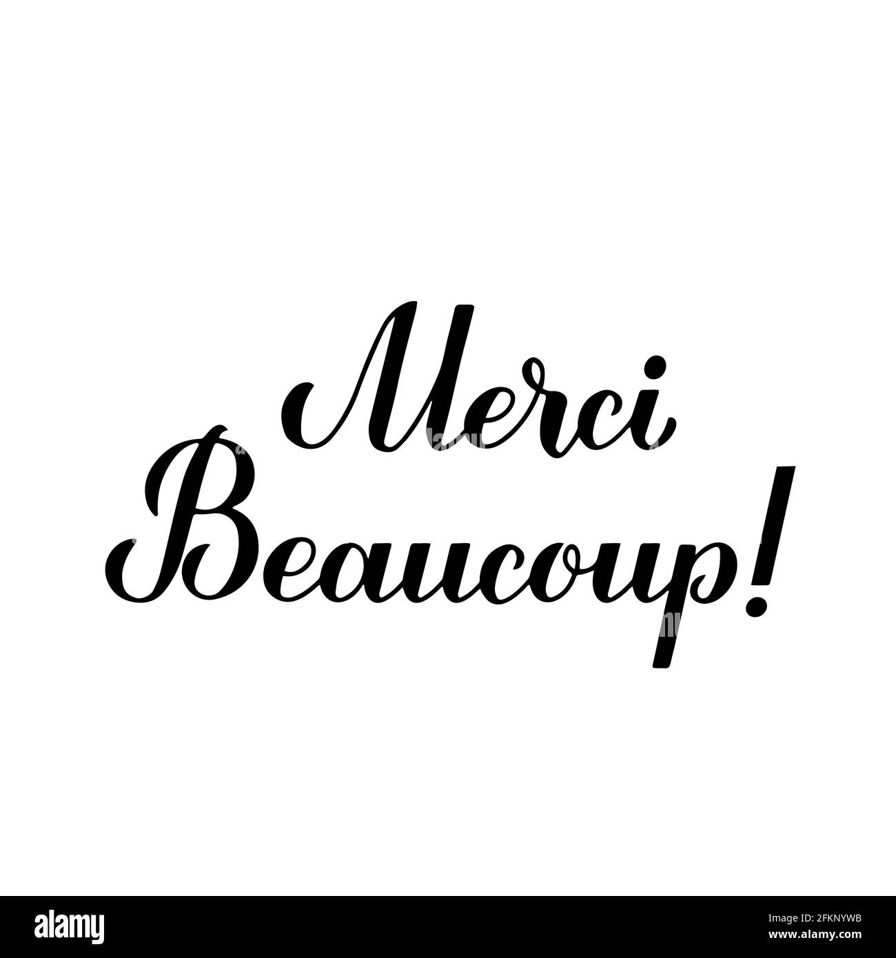 Merci Beaucoup De Calligraphie Lettrage A La Main En Langue Francaise Isole Sur Fond Blanc Modele Vectoriel Pour Mariage Merci Carte Banne Image Vectorielle Stock Alamy