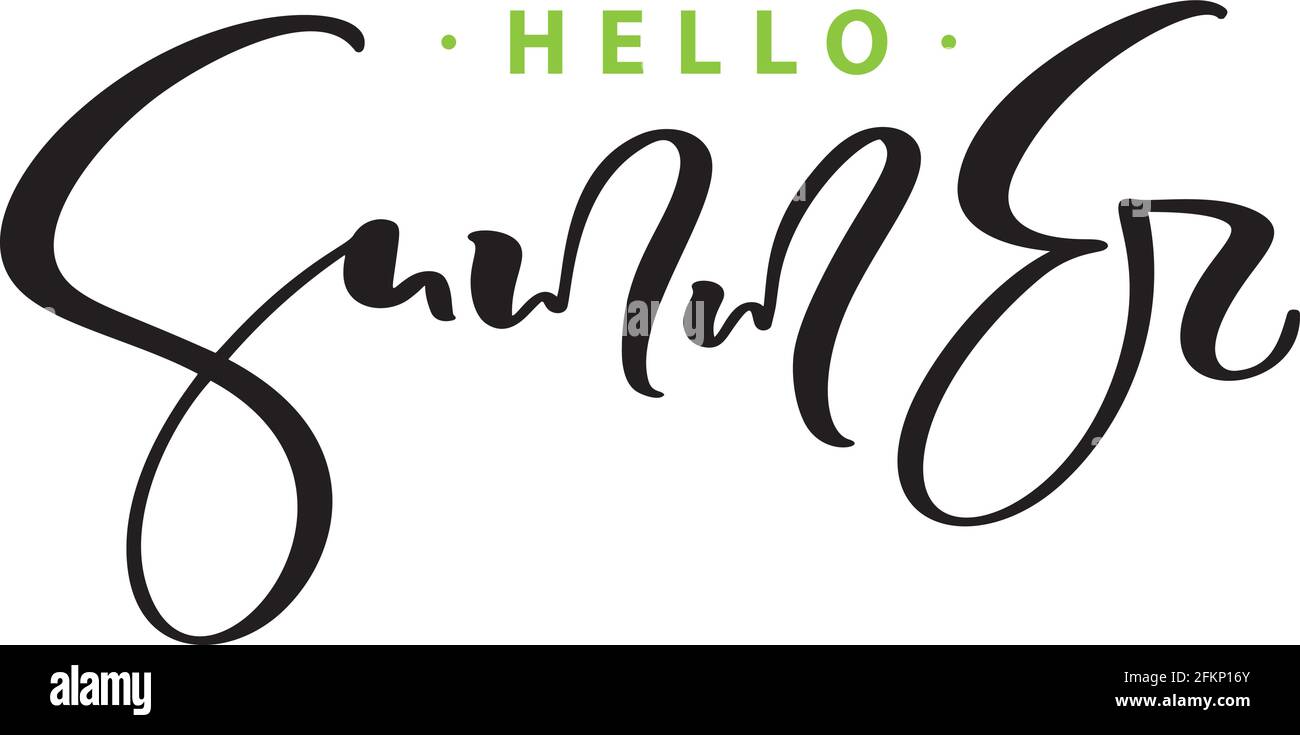 Dessin vectoriel à la main Hello Summer Calligraphie lettrage texte de forme. Expression isolée. Illustration motif isolé de l'esquisse pour carte de vœux, impression Illustration de Vecteur