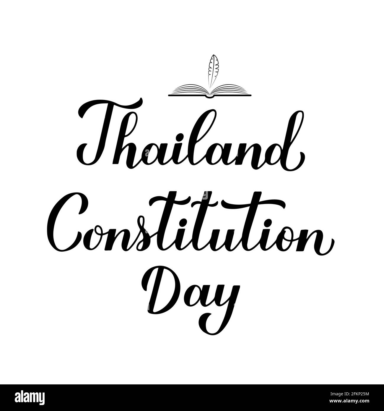 Thaïlande jour de la Constitution calligraphie lettrage à la main isolé sur blanc. Fête célébrée le 10 décembre. Modèle vectoriel pour bannière, publication typographique Illustration de Vecteur