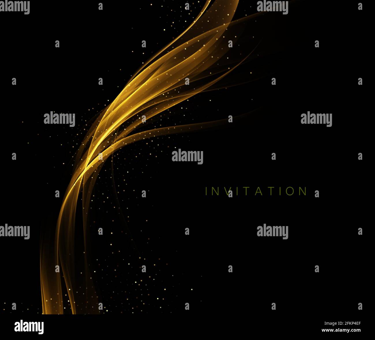 Golden résumé transparent effet de lumière sur fond noir, or paillettes et lignes de lumière dans la couleur dorée. Arrière-plan abstrait Illustration de Vecteur