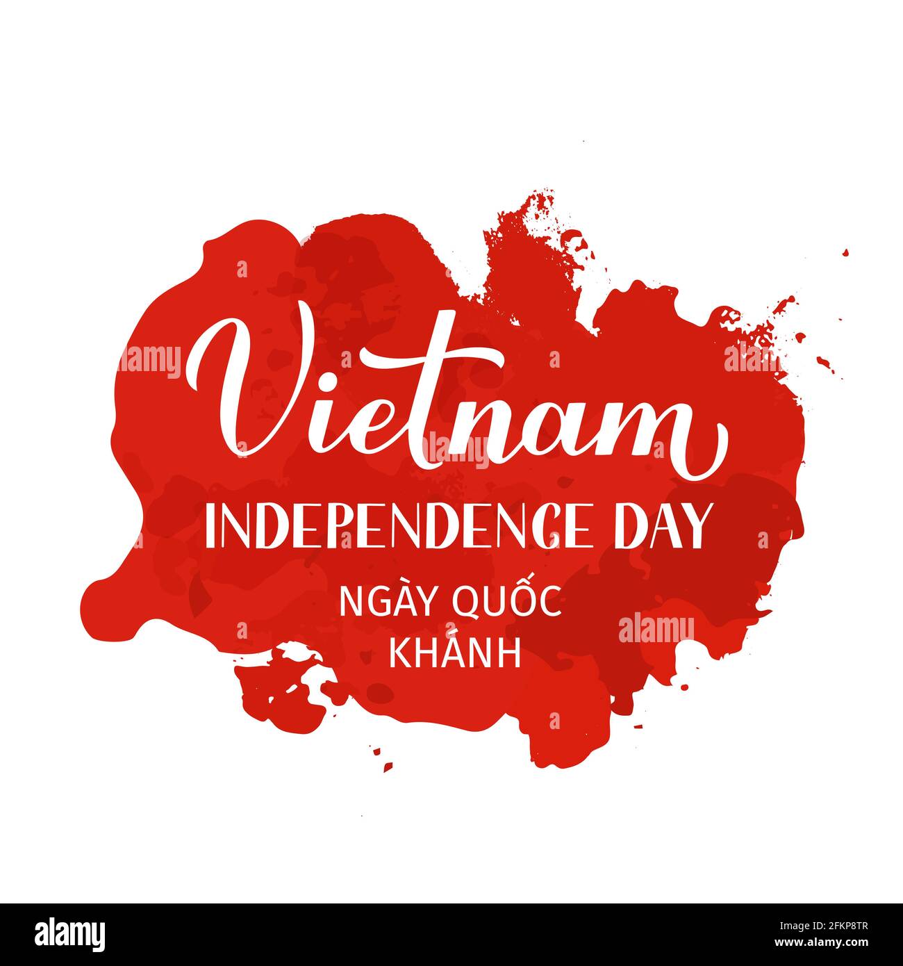 Vietnam Independence Day lettrage en anglais et en langues vietnamiennes. Fête nationale vietnamienne célébrée le 2 septembre. Modèle vectoriel pour Illustration de Vecteur