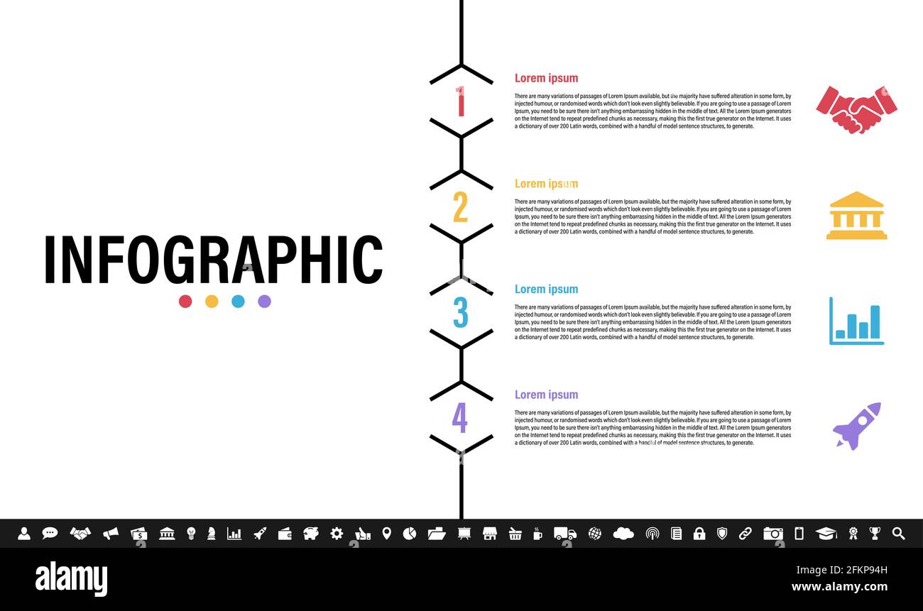 Modèle de conception graphique avec illustration de vecteur de concept métier avec 4 les étapes, les options ou les processus représentent le flux de travail ou le diagramme Illustration de Vecteur