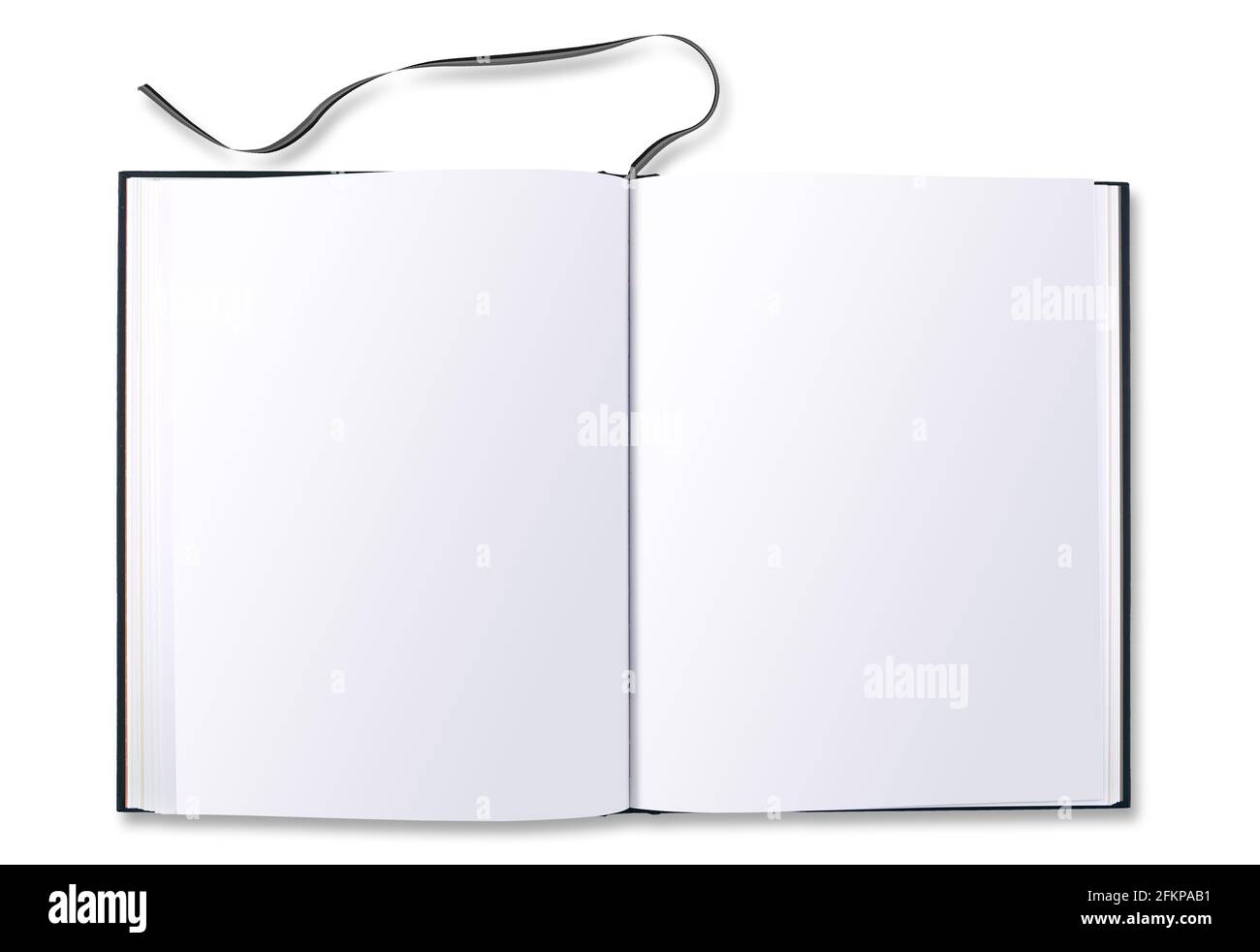 Couverture de livre noire rigide vue d'en haut et isolée sur blanc Banque D'Images
