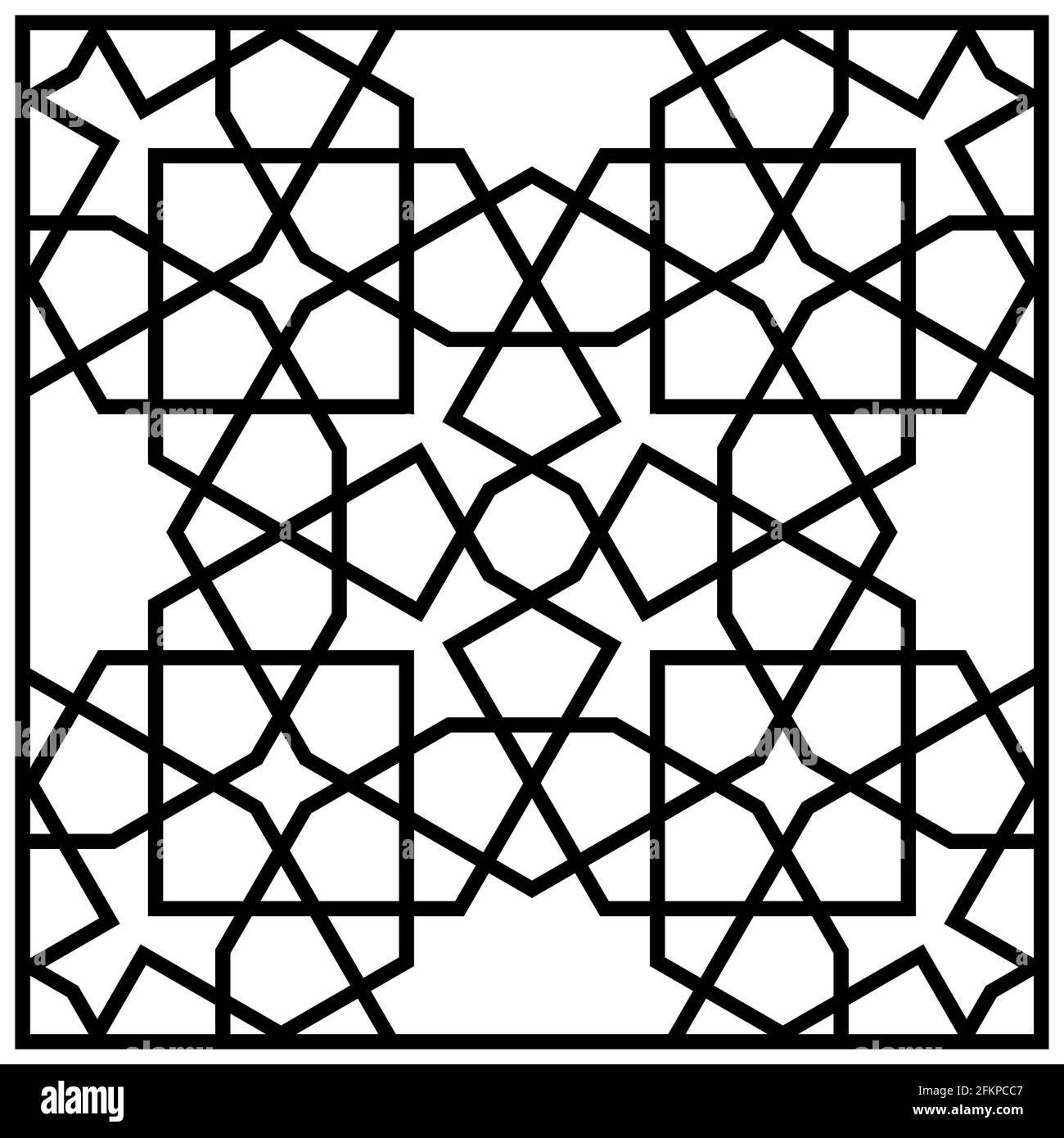 Décoration géométrique basée sur l'art islamique traditionnel.lignes de couleur noires.motif dans le cadre . Illustration de Vecteur