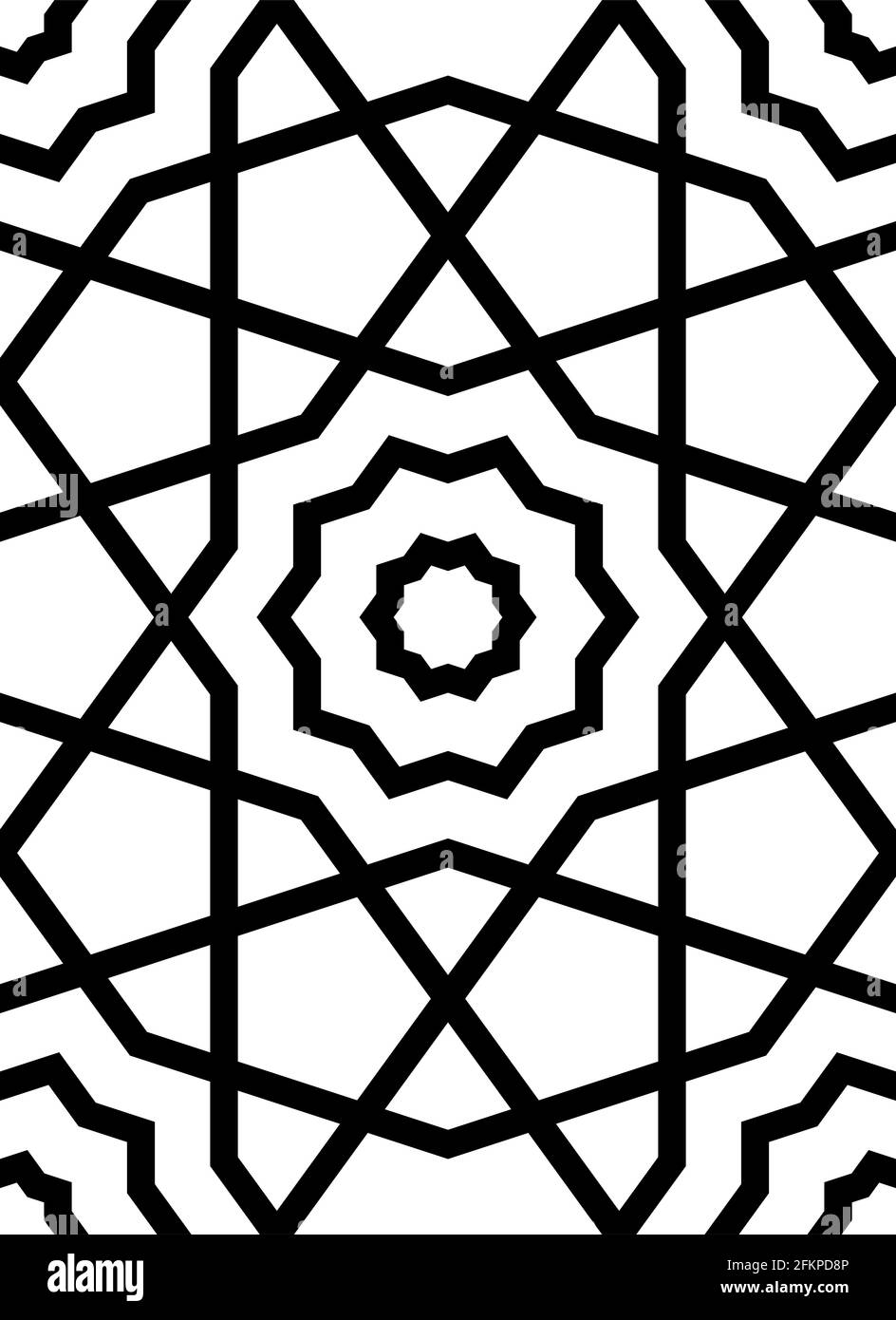 Décoration géométrique basée sur l'art islamique traditionnel.lignes de couleur noire. Illustration de Vecteur