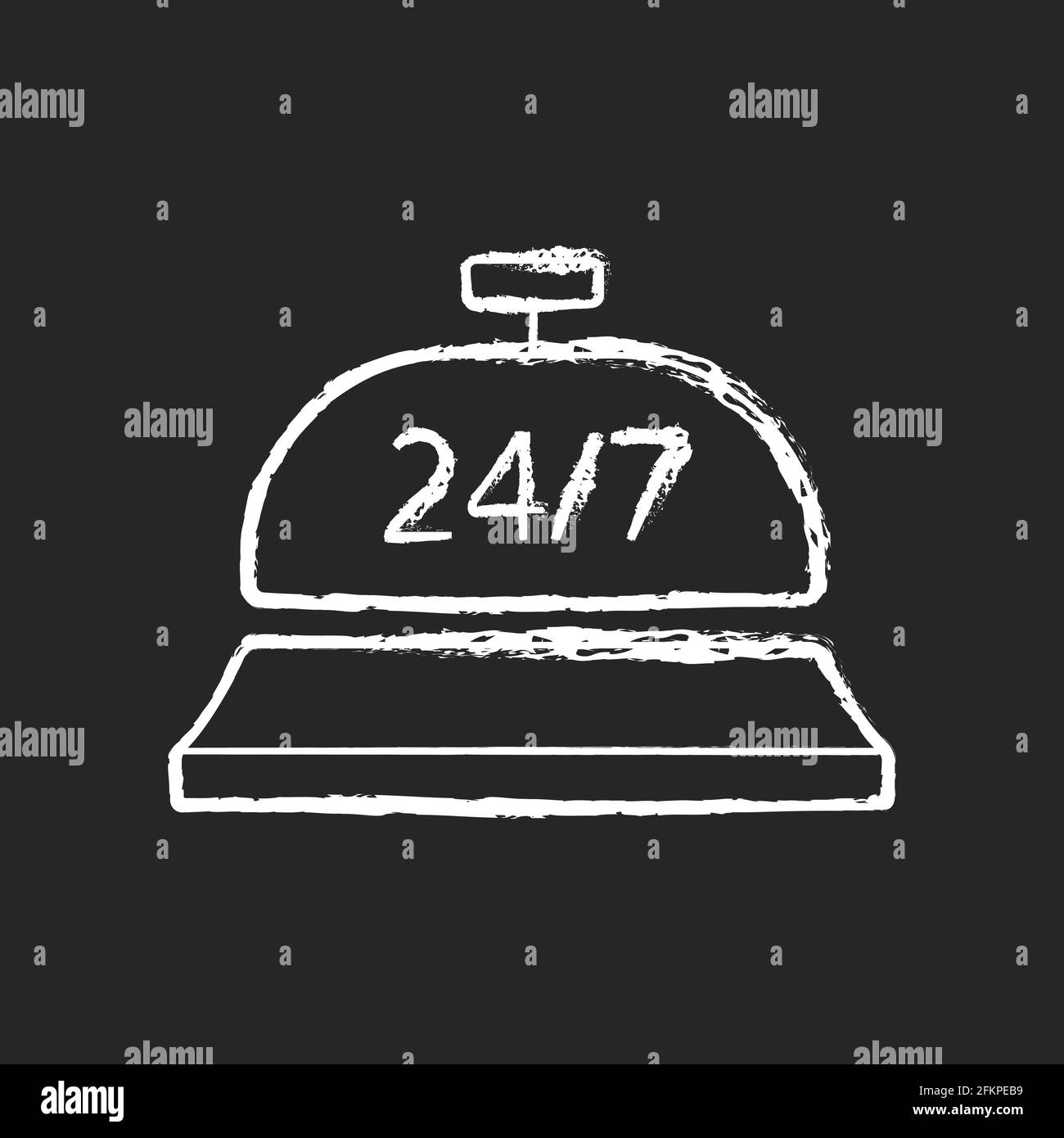 service de concierge 24 heures sur 24, icône blanche à la craie sur fond noir Illustration de Vecteur