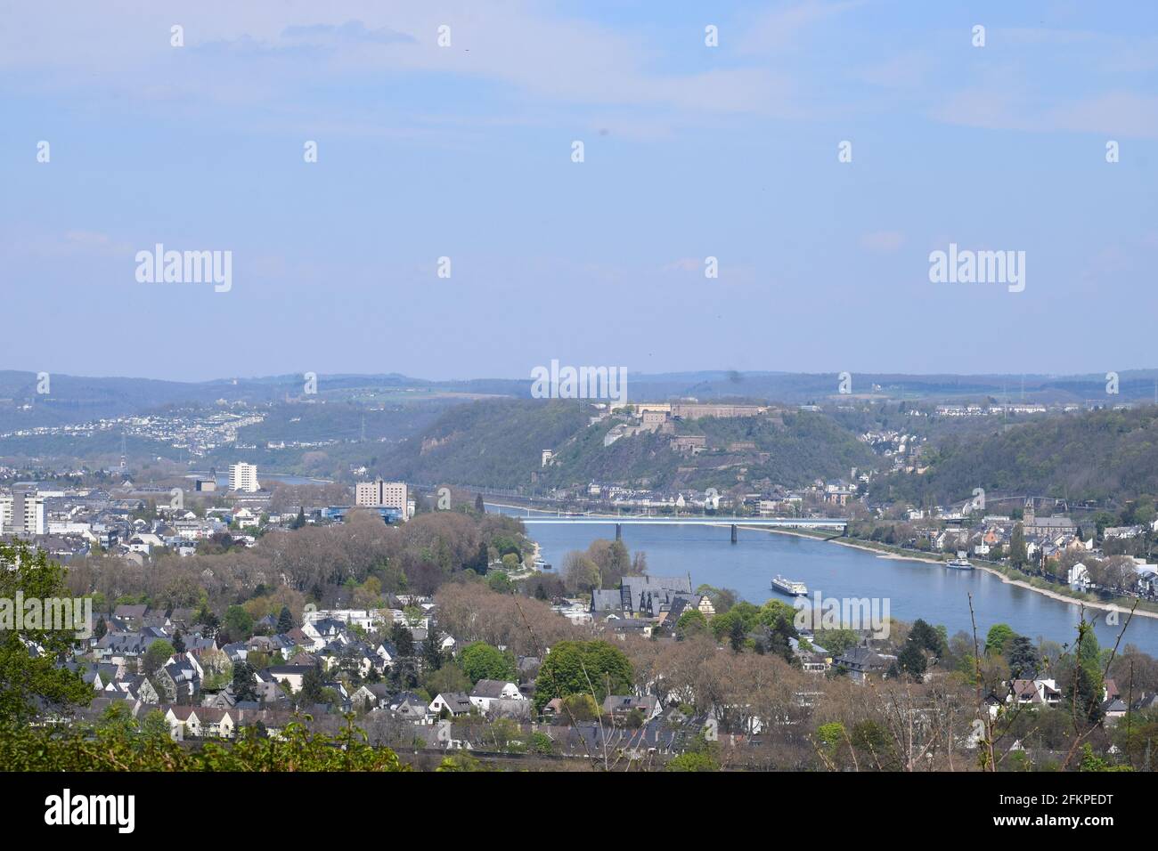 Vue sur Coblence depuis le Rittersturz Banque D'Images