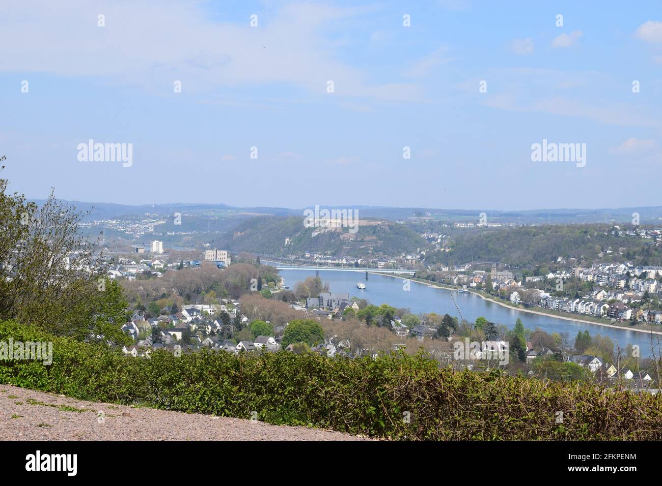 Vue sur Coblence depuis le Rittersturz Banque D'Images