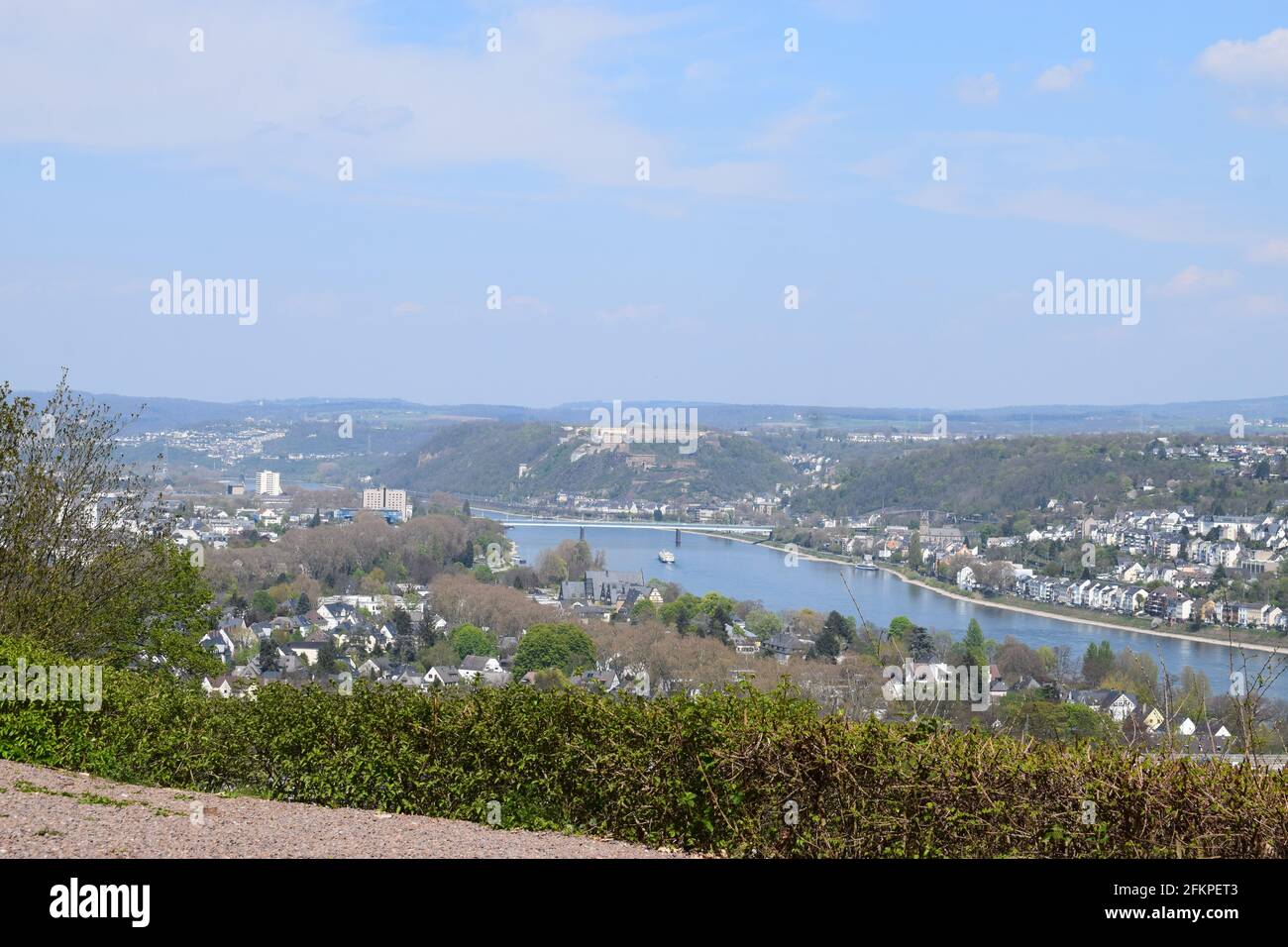 Vue sur Coblence depuis le Rittersturz Banque D'Images