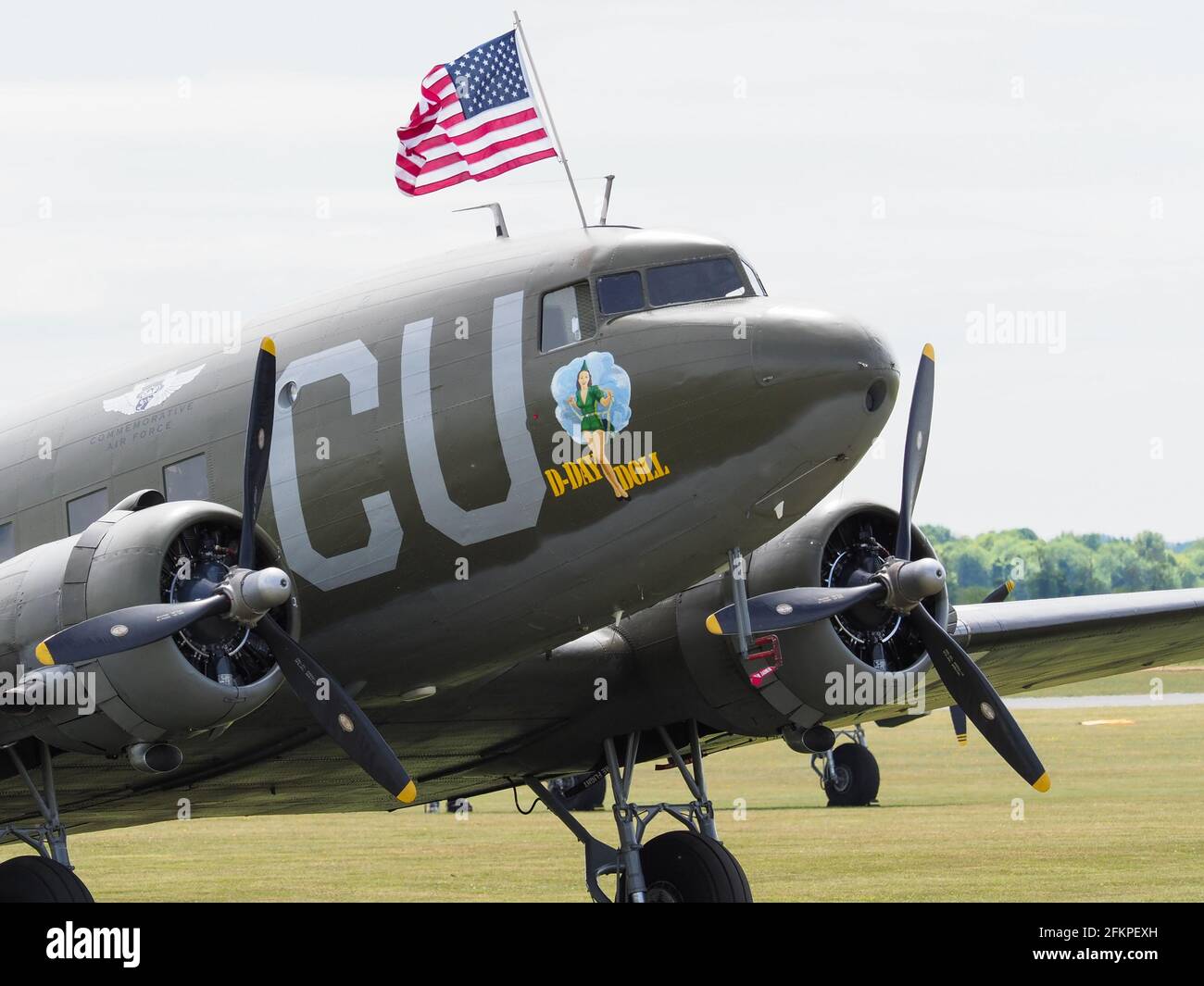 DC-3 à l'événement Daks Over Normandy à IWM Duxford, juin 2019 Banque D'Images