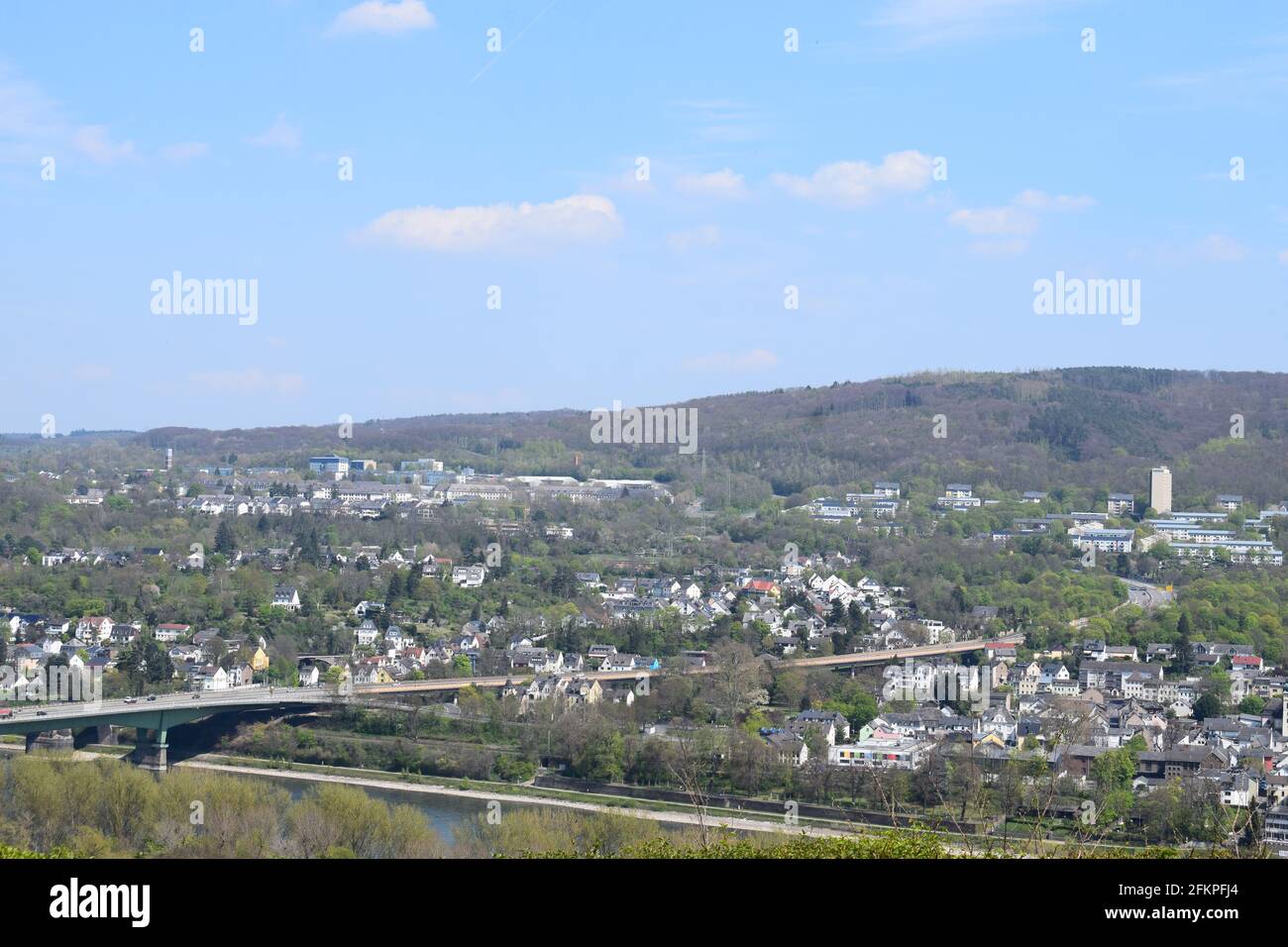 Vue sur Coblence depuis le Rittersturz Banque D'Images