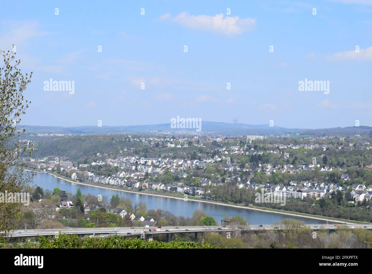 Vue sur Coblence depuis le Rittersturz Banque D'Images