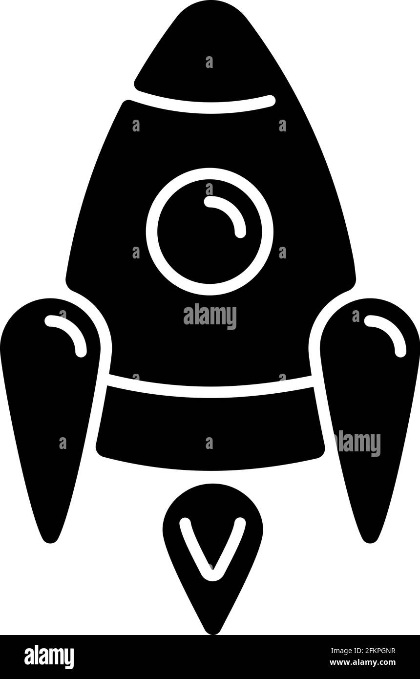 Icône de glyphe noir de fusée spatiale Illustration de Vecteur
