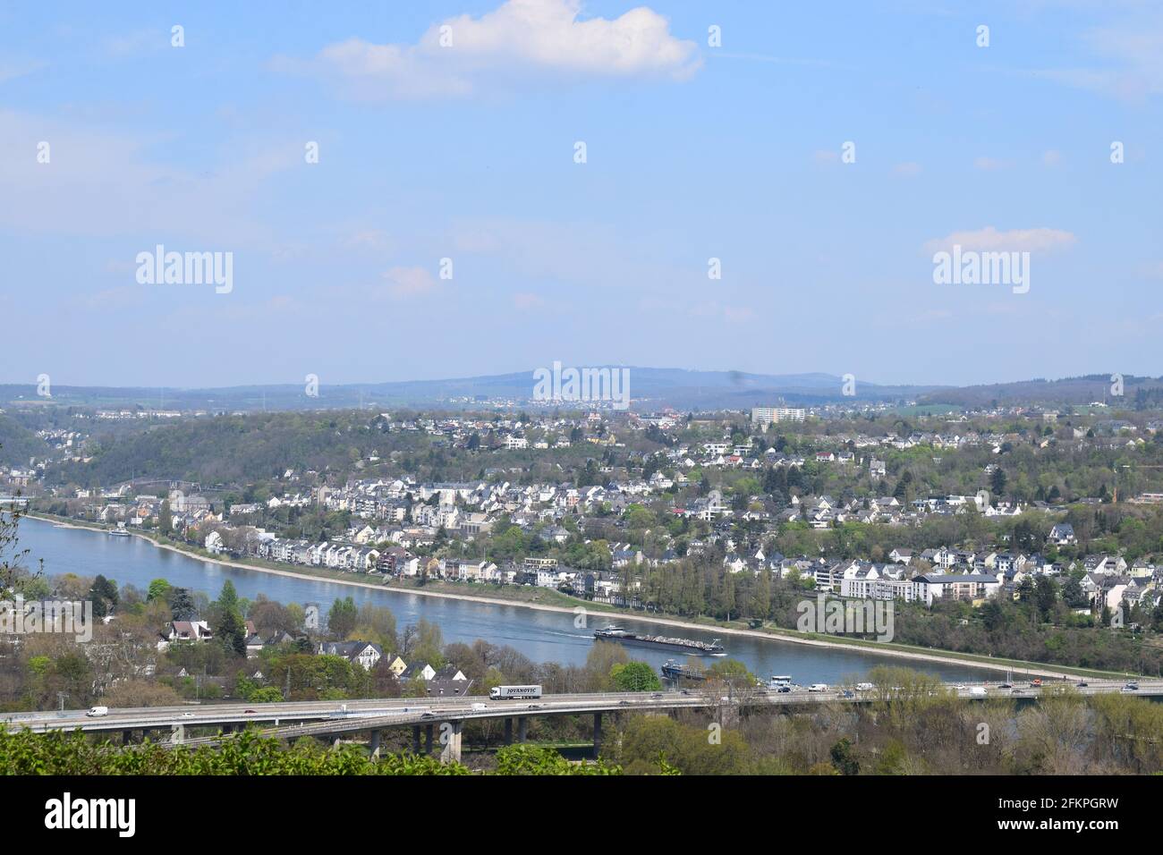 Vue sur Coblence depuis le Rittersturz Banque D'Images