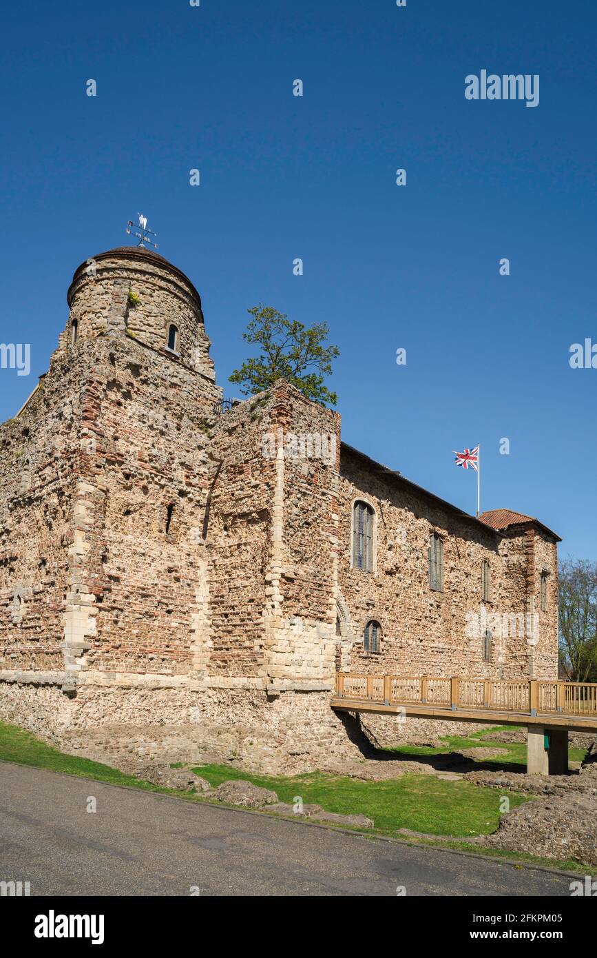 Château de Colchester, vue en été du château de Colchester, une structure normande construite sur les fondations du temple romain de Claudius, Essex, Angleterre Banque D'Images