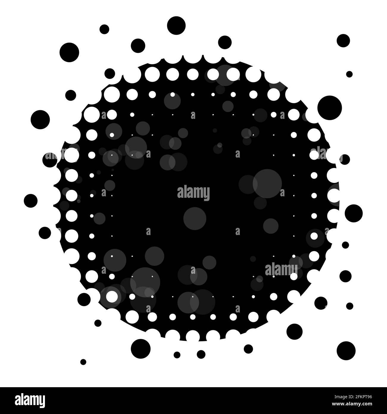 Cadre noir arrondi de demi-teinte. Cadre en mosaïque abstrait monochrome. Illustration vectorielle Illustration de Vecteur