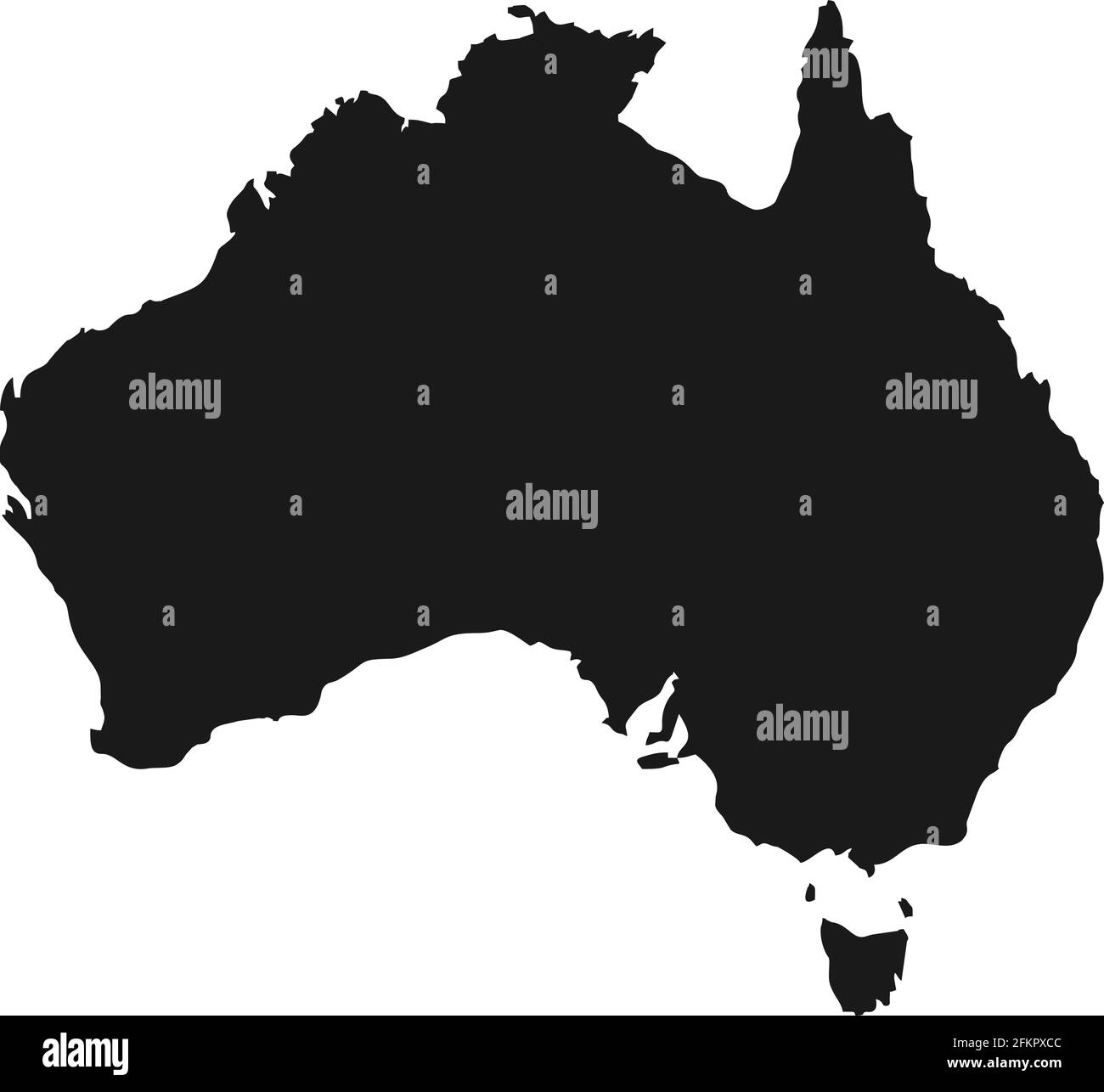 Carte vectorielle noire de l'Australie isolée sur fond blanc . Illustration de Vecteur