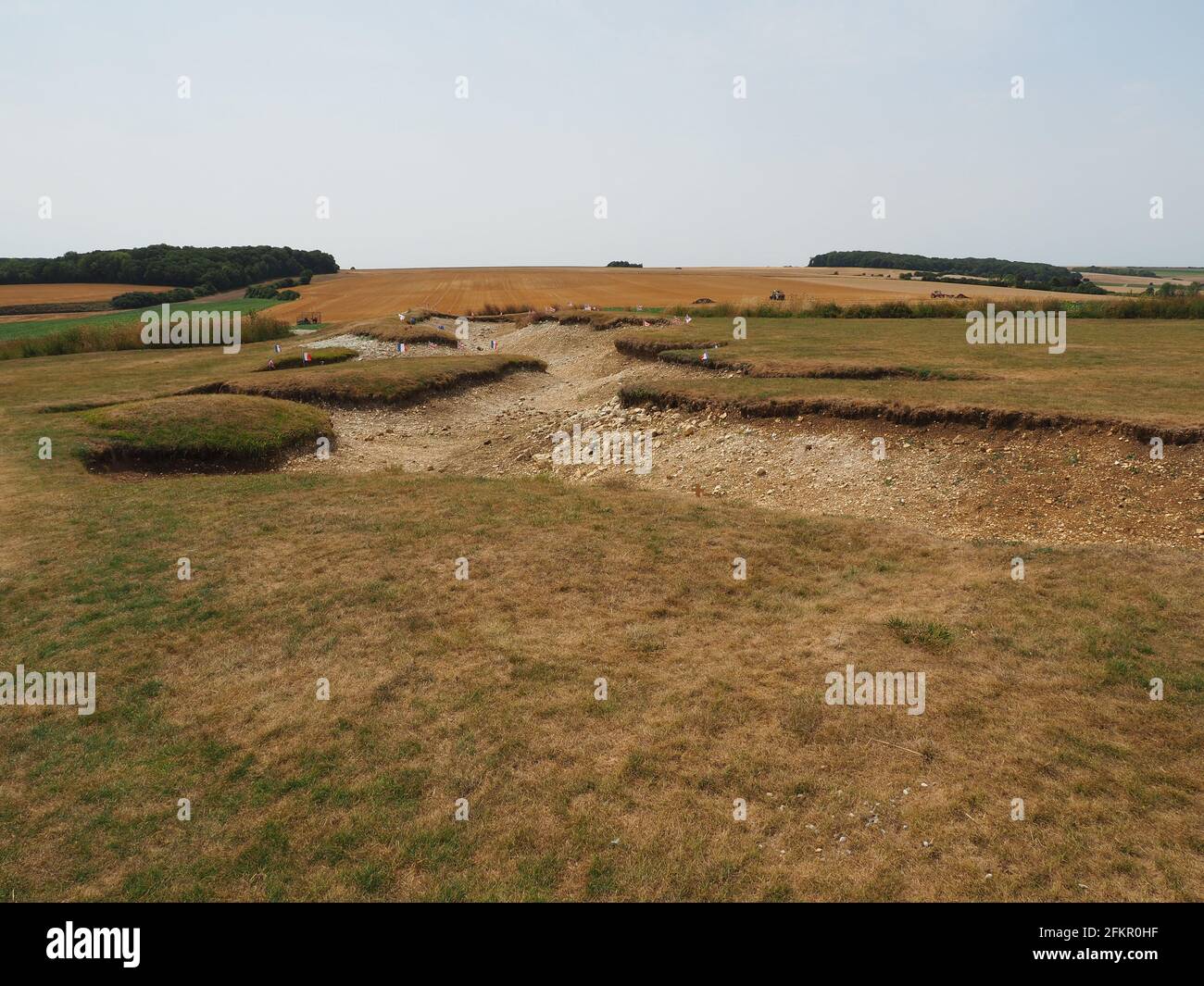 Tranchées allemandes au Hamel sur le champ de bataille de la somme de 1918 Banque D'Images