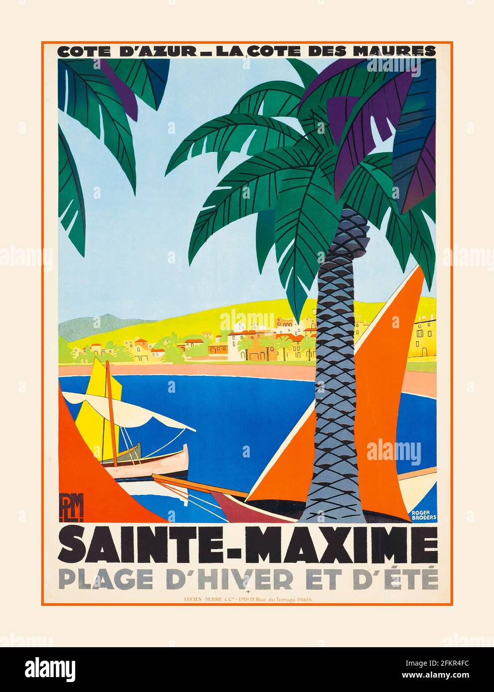 Affiche Côte d'Azur bord de mer Méditerranée années 1930 main image 1