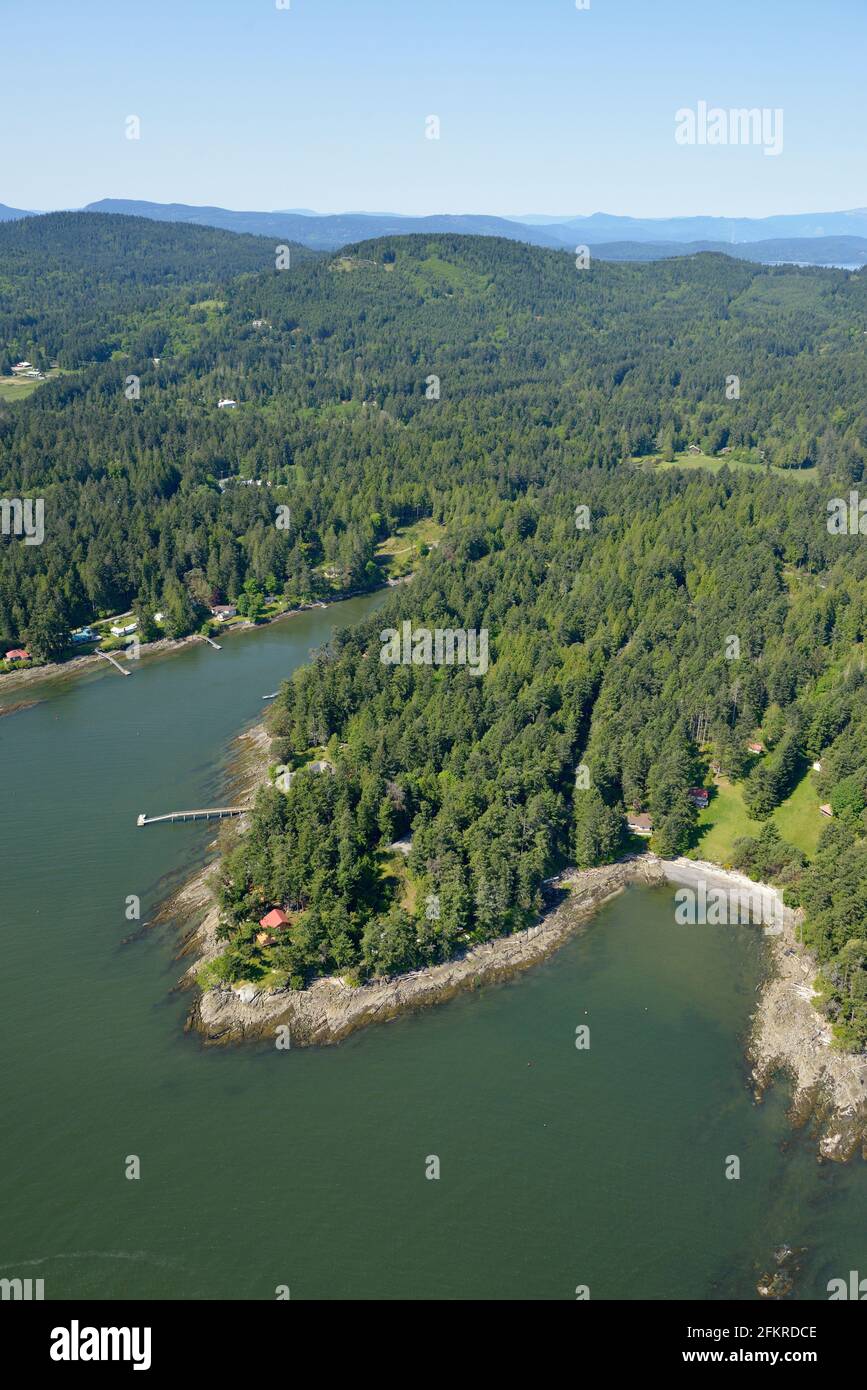 Photographie aérienne de l'île Galiano. Colombie-Britannique, Canada. Banque D'Images