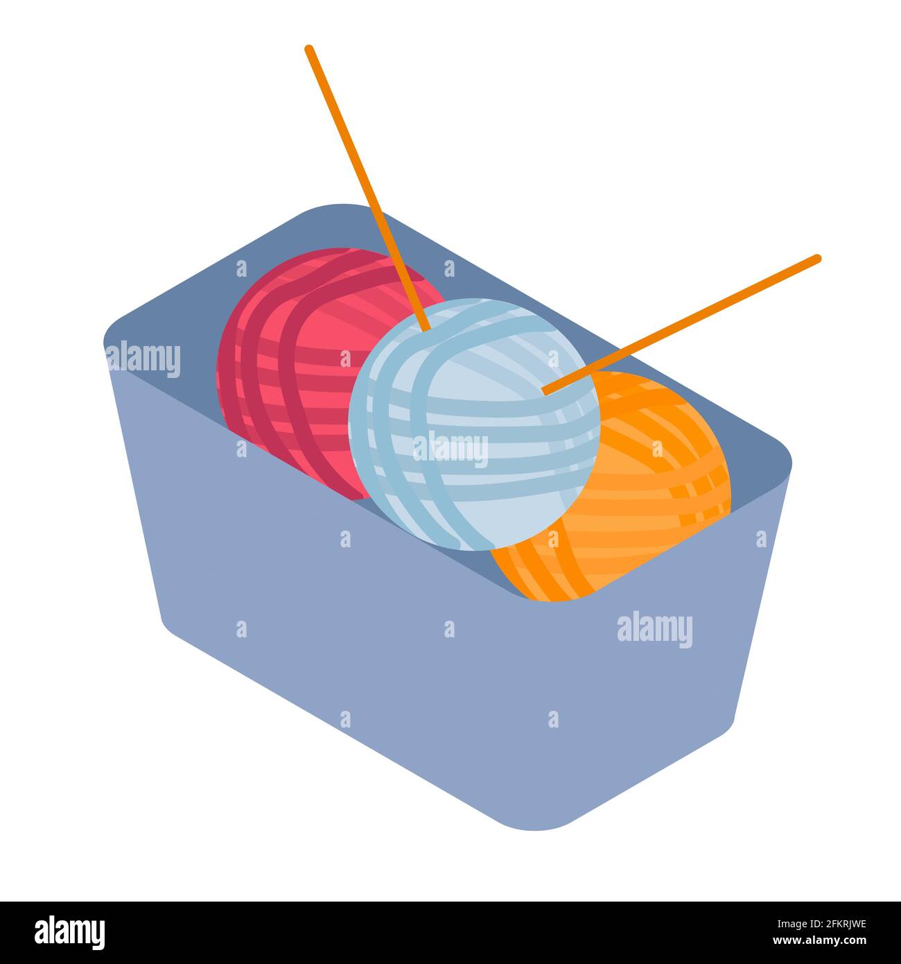 Panier isométrique avec fil et aiguilles icône illustration vectorielle isolée Illustration de Vecteur