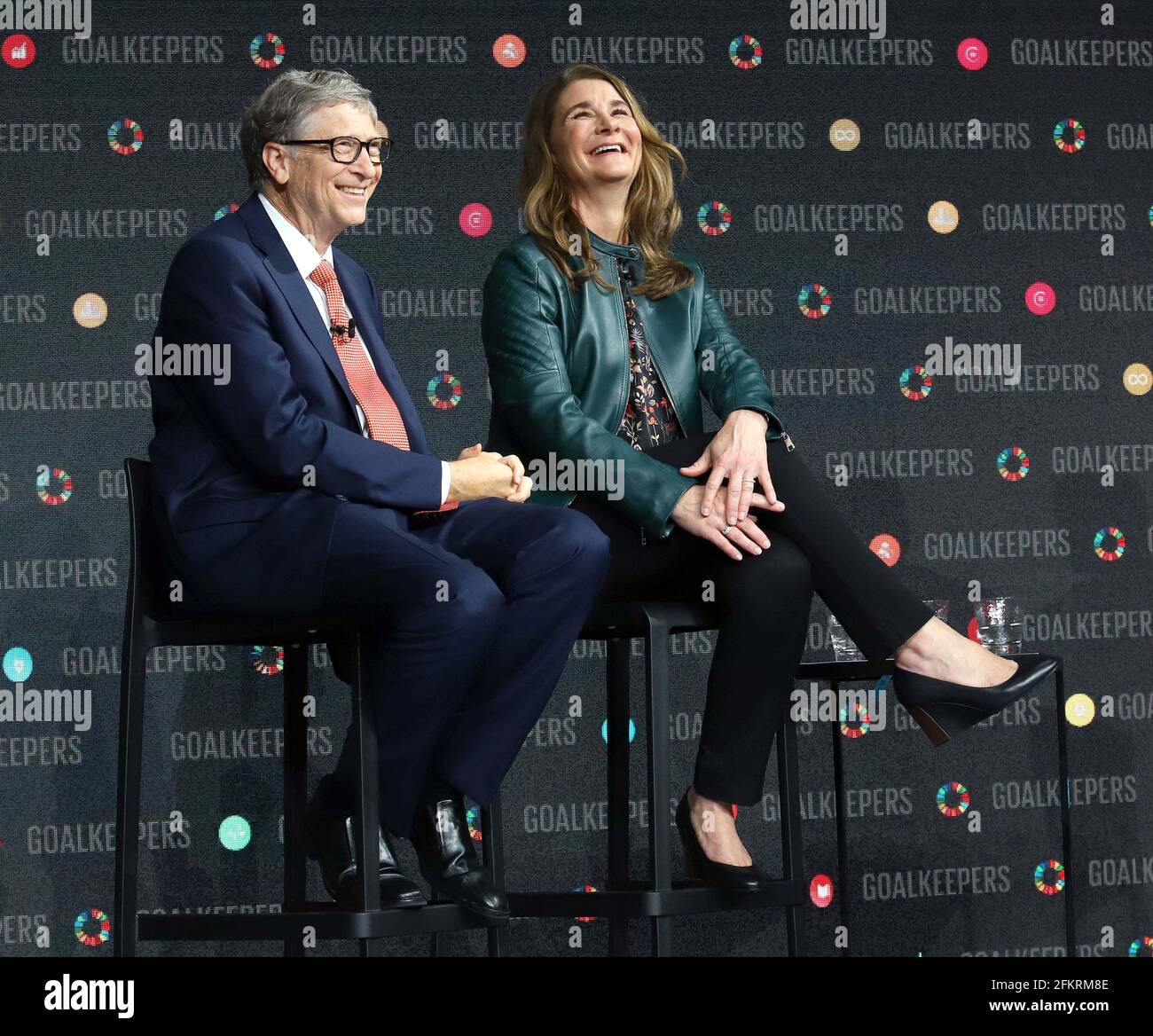 Photo du dossier datée du 26/09/18 de Bill et Melinda Gates qui ont annoncé qu'ils divorcent. Date de publication : lundi 3 mai 2021. Banque D'Images