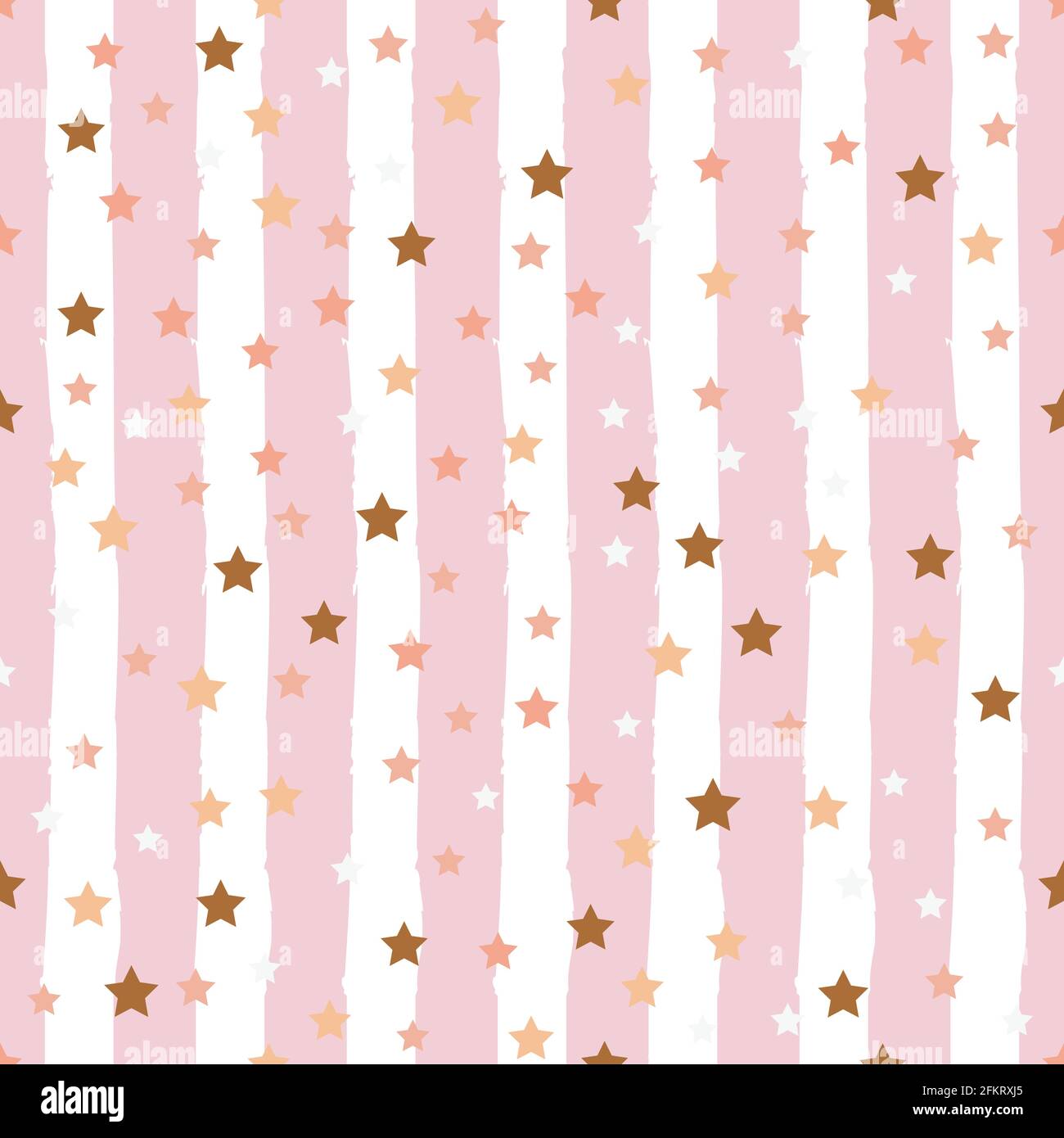 Illustration vectorielle avec joli motif or sans couture beaucoup de petite étoile confettis sur fond rose et blanc rayé Illustration de Vecteur