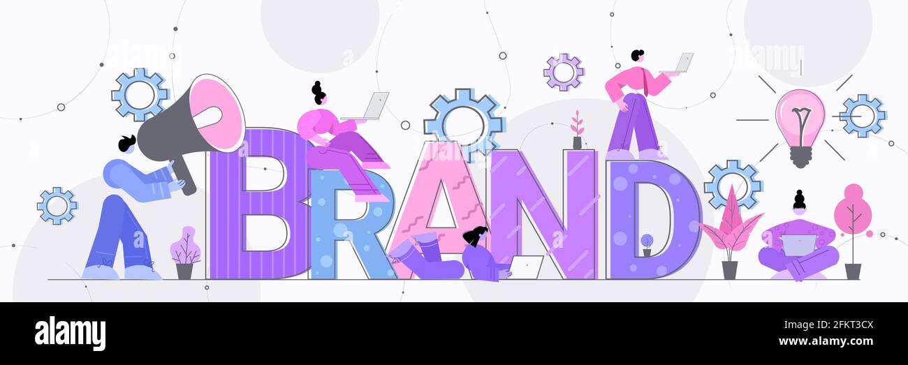 les employeurs d'hommes d'affaires travaillant sur le concept de marque de conception de marque Illustration de Vecteur