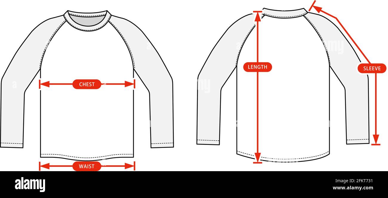 Taille des vêtements graphique illustration vectorielle ( chemise à manches  raglan Image Vectorielle Stock - Alamy