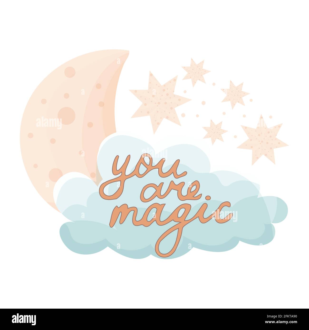 Vous Etes La Motivation Magique Citation Fantasy Dans Le Style Retro Vintage Avec La Lune Les Etoiles Et Le Nuage Isole Sur Fond Blanc Affiche Imprime Et Autocollant Tendance Illustration Vectorielle Image