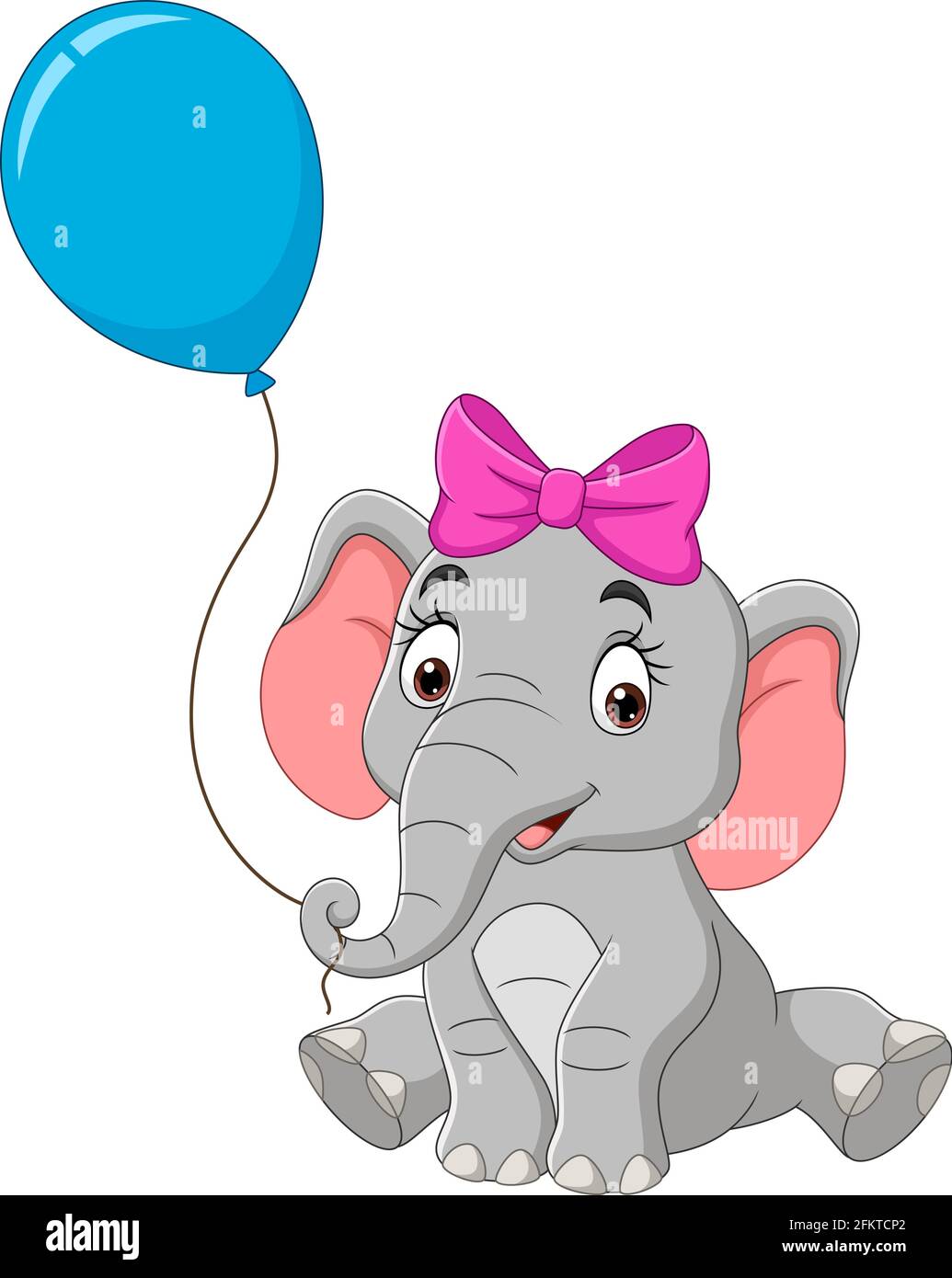 Dessin animé éléphant avec un ballon bleu Illustration de Vecteur