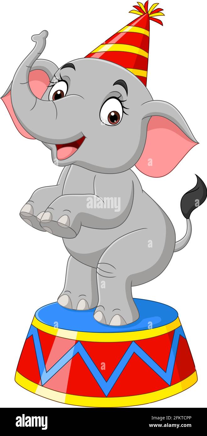 Caricature drôle de cirque éléphant debout Illustration de Vecteur