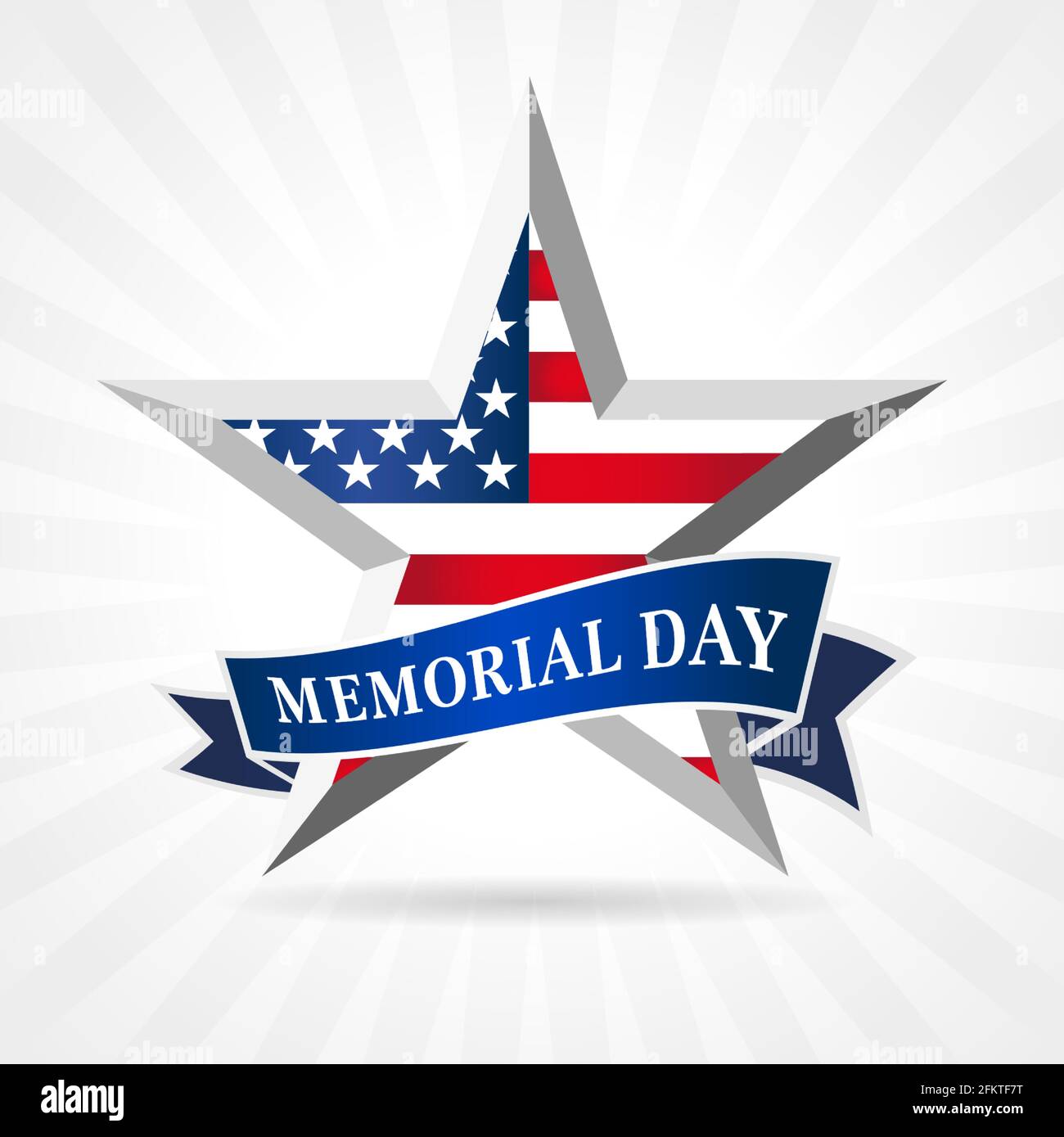 Étoile à facettes et ruban du Memorial Day 2021. Souvenez-vous et honorez, célébration de la conception pour les vacances américaines avec drapeau des États-Unis en étoile et texte sur des poutres Illustration de Vecteur