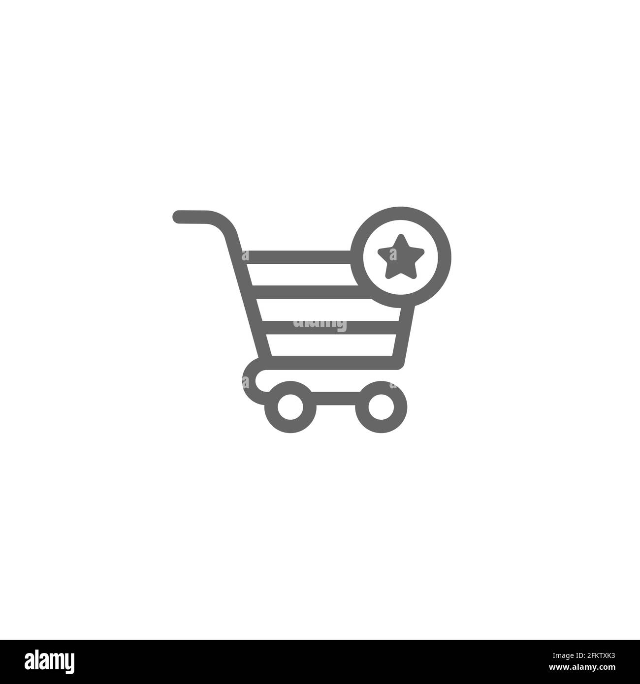 Panier avec signe étoile. Icône simple isolée sur fond blanc. Ranger le chariot avec les roues. Illustration du vecteur de graisse. Bon pour le web et mobile de Illustration de Vecteur