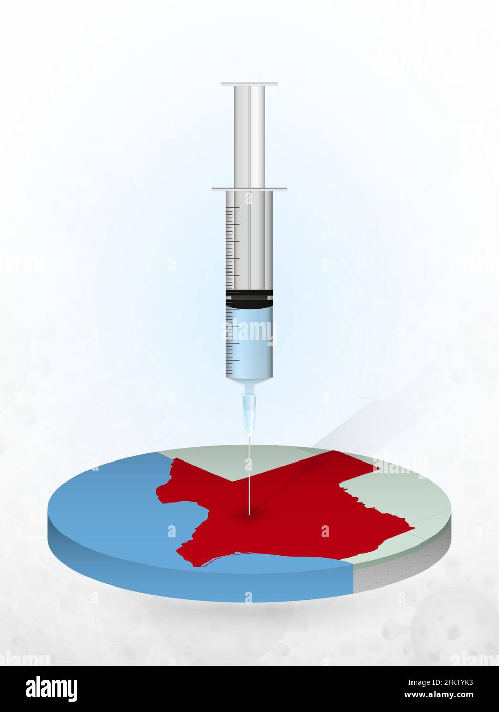 Vaccination du Texas, injection d'une seringue dans une carte du Texas. Illustration vectorielle d'une seringue avec vaccin et MAP. Illustration de Vecteur