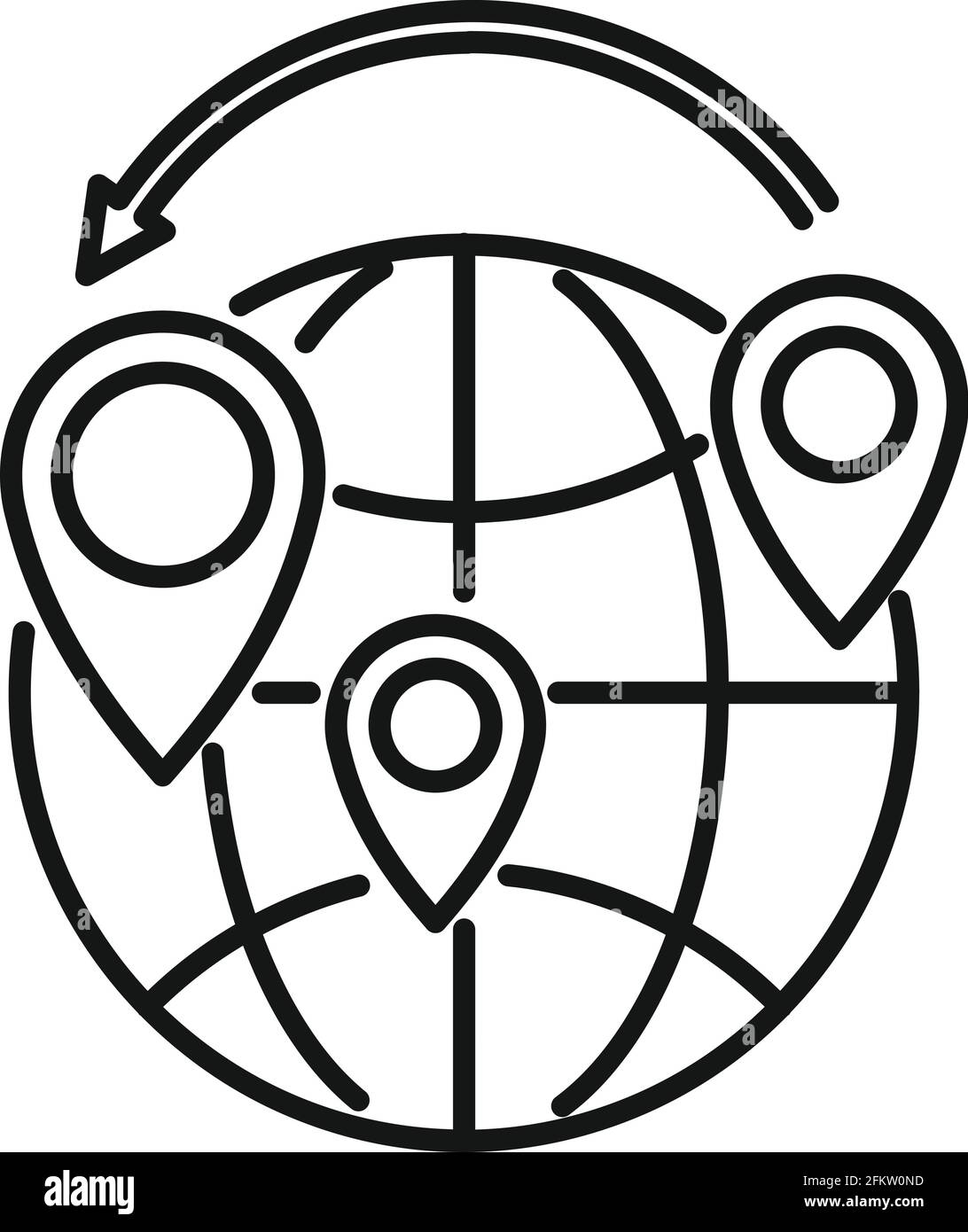 Icône immigrants illégaux internationaux, style de contour Illustration de Vecteur