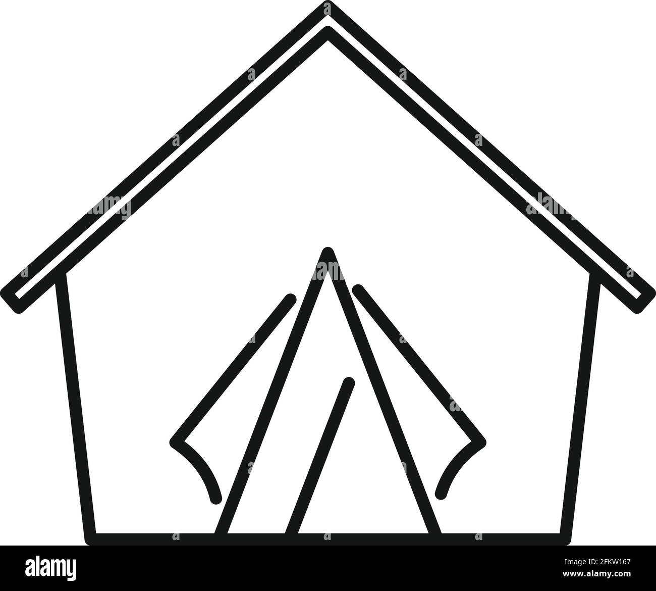 Icône de tente de réfugiés, style de contour Illustration de Vecteur