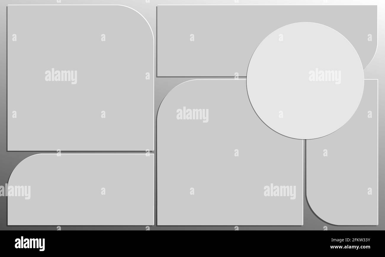 Carte d'humeur, mise en page, modèle, présentation ou collage. La composition est de style minimaliste avec des barres arrondies et un cercle. Substrat avec le Illustration de Vecteur