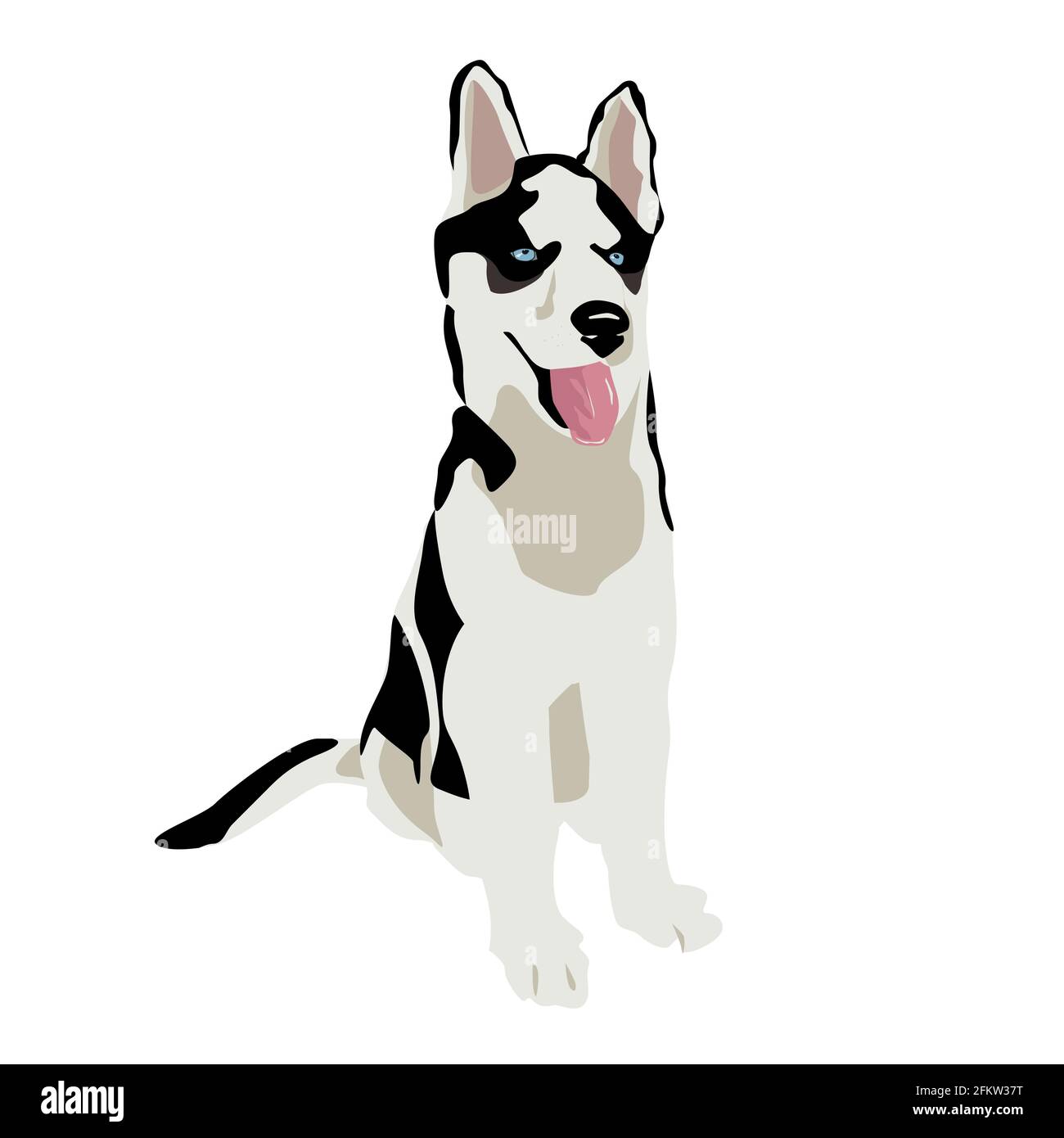 Husky de Sibérie. Portrait. Illustration vectorielle d'un animal de compagnie dans un style plat simple. Isolé sur un fond blanc. Icône de chien ou élément de logo Illustration de Vecteur
