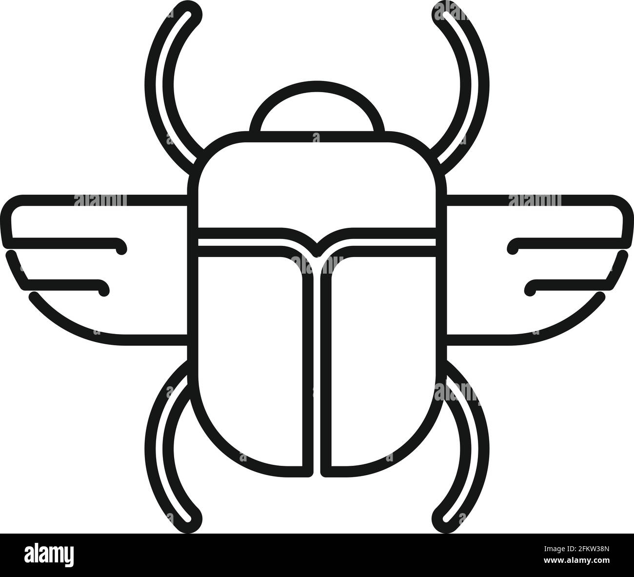 Icône scarabée soleil, style contour Illustration de Vecteur
