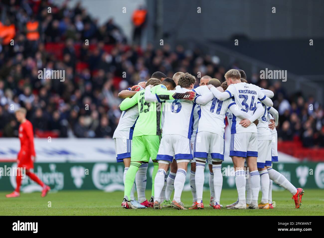 Copenhague, Danemark. 3 mai 2021. Les joueurs du FC Copenhagen vus dans un caucus avant le match 3F Superliga entre le FC Copenhagen et le GF d'Aarhus à Parken, Copenhague. (Crédit photo: Gonzales photo - Rune Mathiesen). Banque D'Images