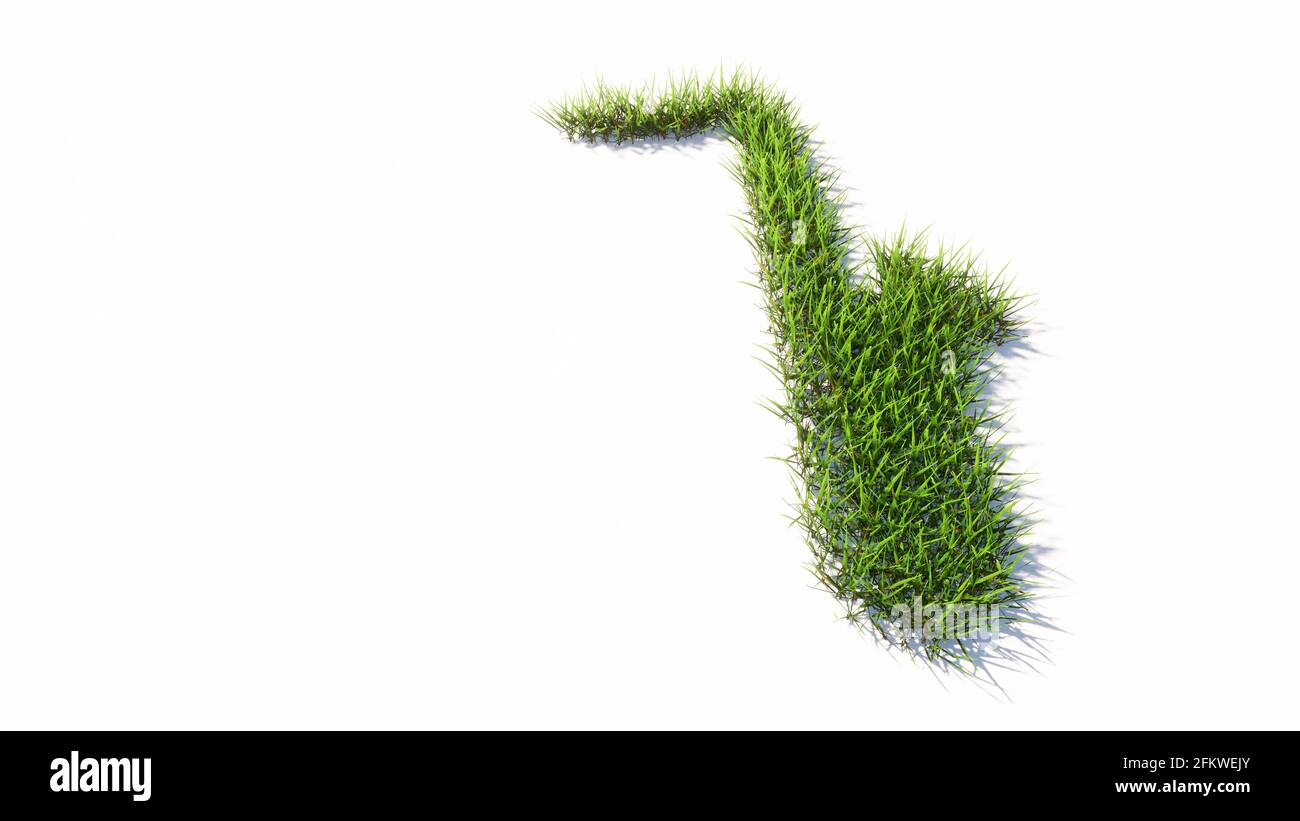 Concept ou conceptuel vert été pelouse herbe symbole isolé fond blanc, signe de saxophone. métaphore de l'illustration 3d pour la musique, concer Banque D'Images