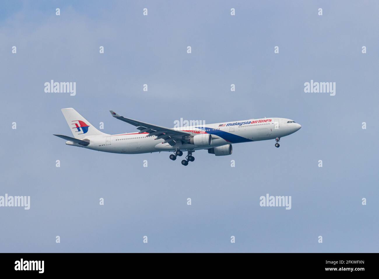 Kota Kinabalu, Sabah, Malaisie-février 24,2021 : point de vue image Malaysia Airline Aircraft prêt à atterrir. Banque D'Images