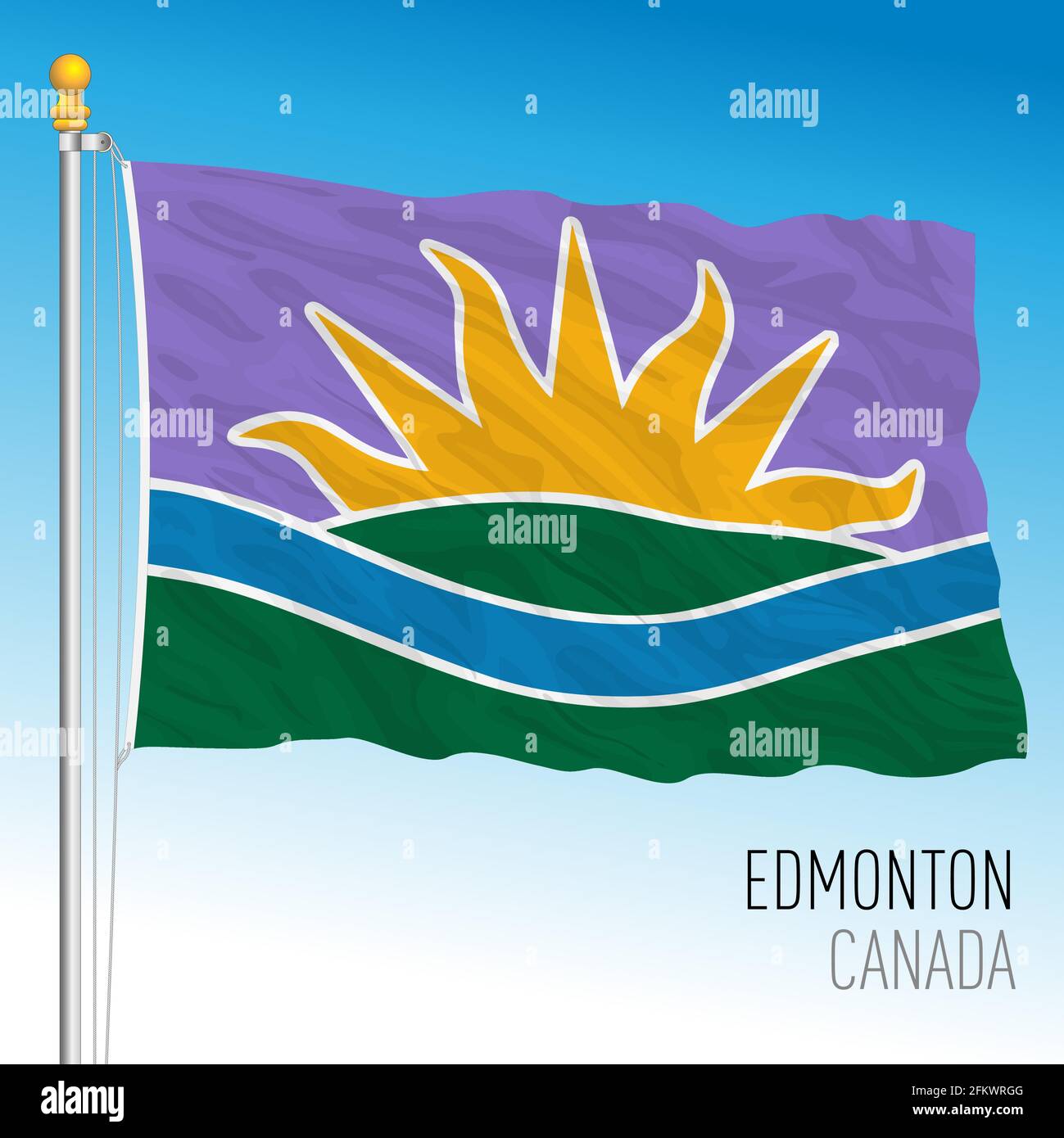 Drapeau de la ville d'Edmonton, nouveau modèle, Canada, pays nord-américain, illustration vectorielle Illustration de Vecteur