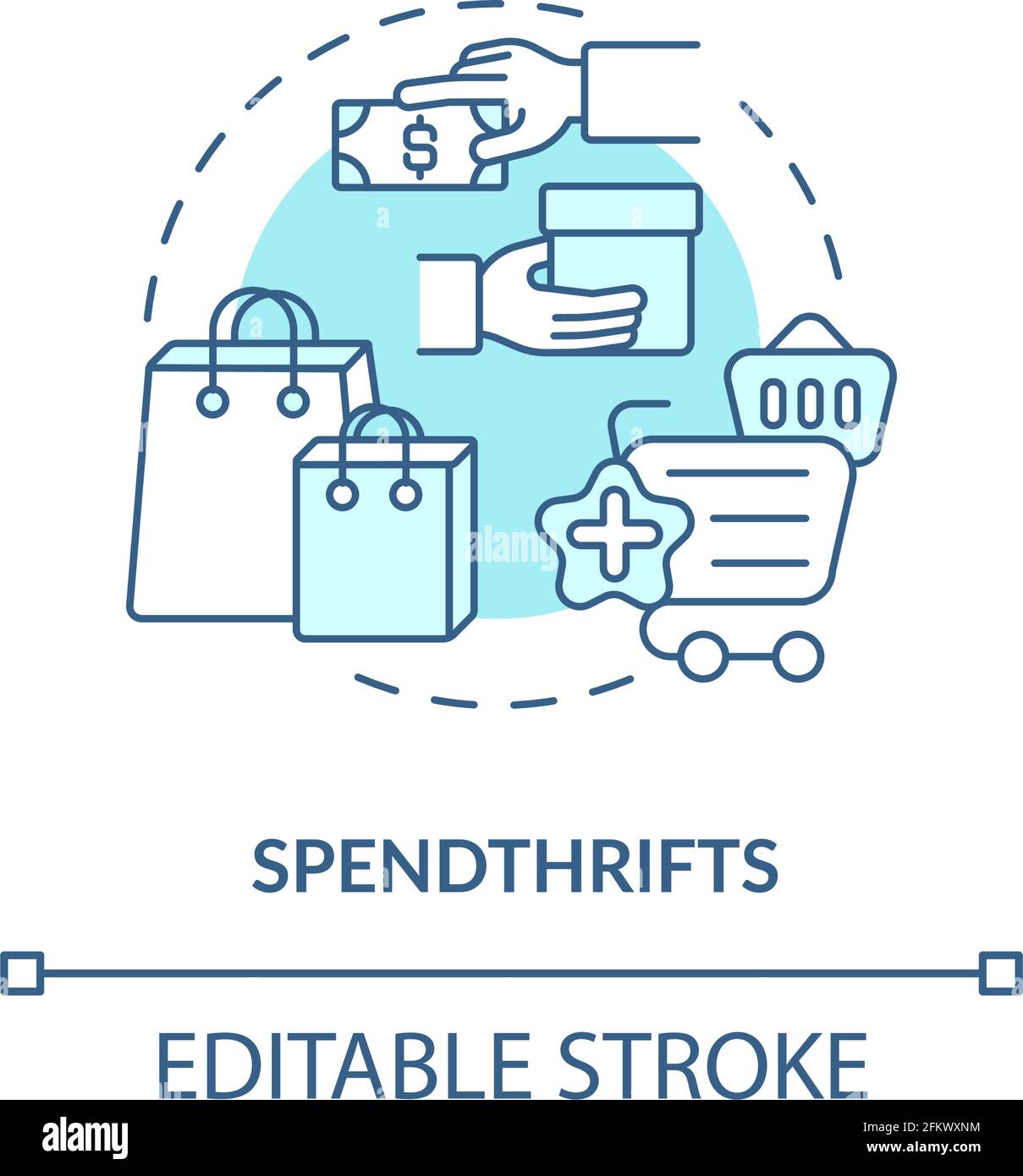 Icône de concept de spendthrifts Illustration de Vecteur