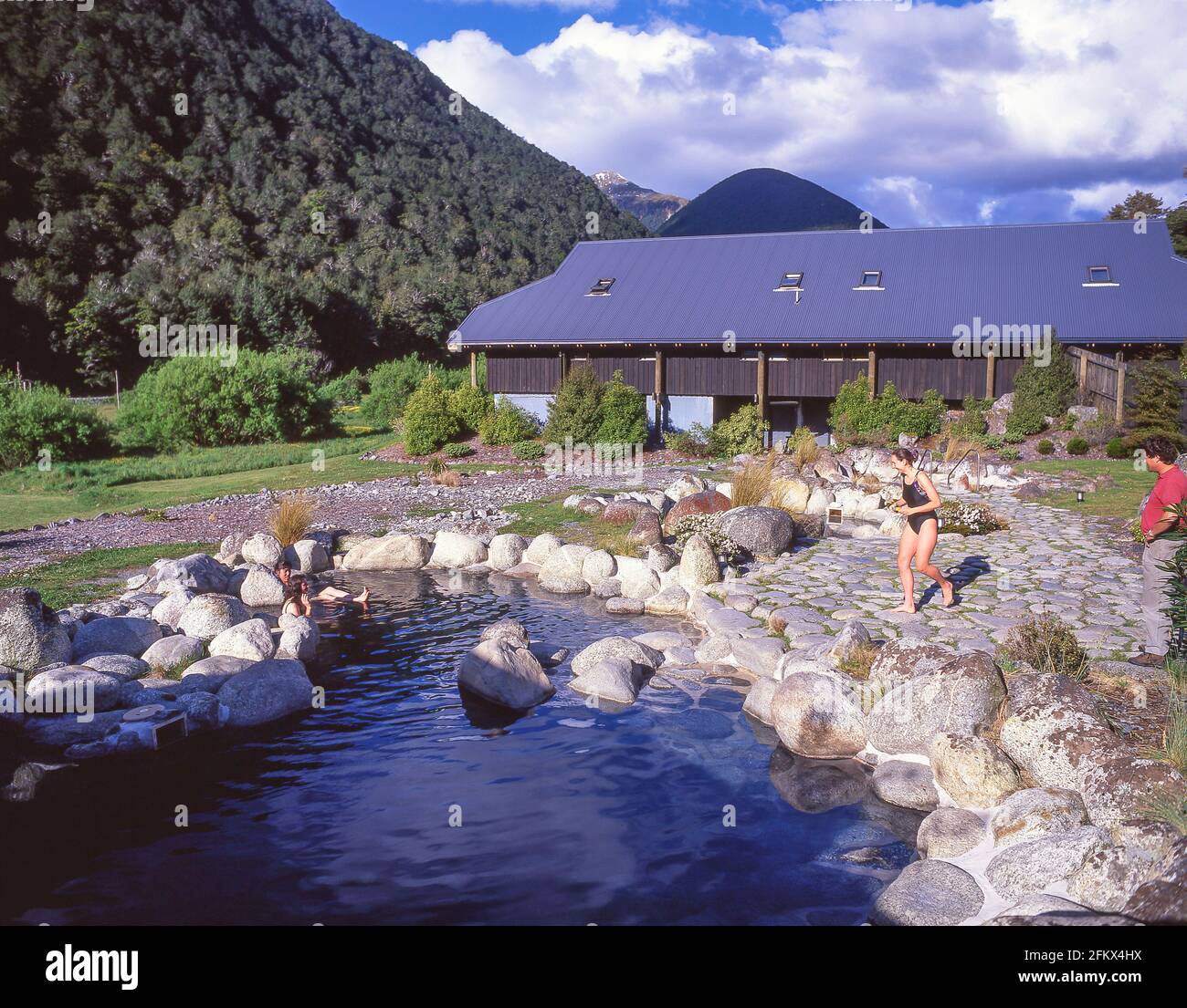 Maruia Springs, State Highway 7, Lewis Pass, région de Canterbury, île du Sud, Nouvelle-Zélande Banque D'Images