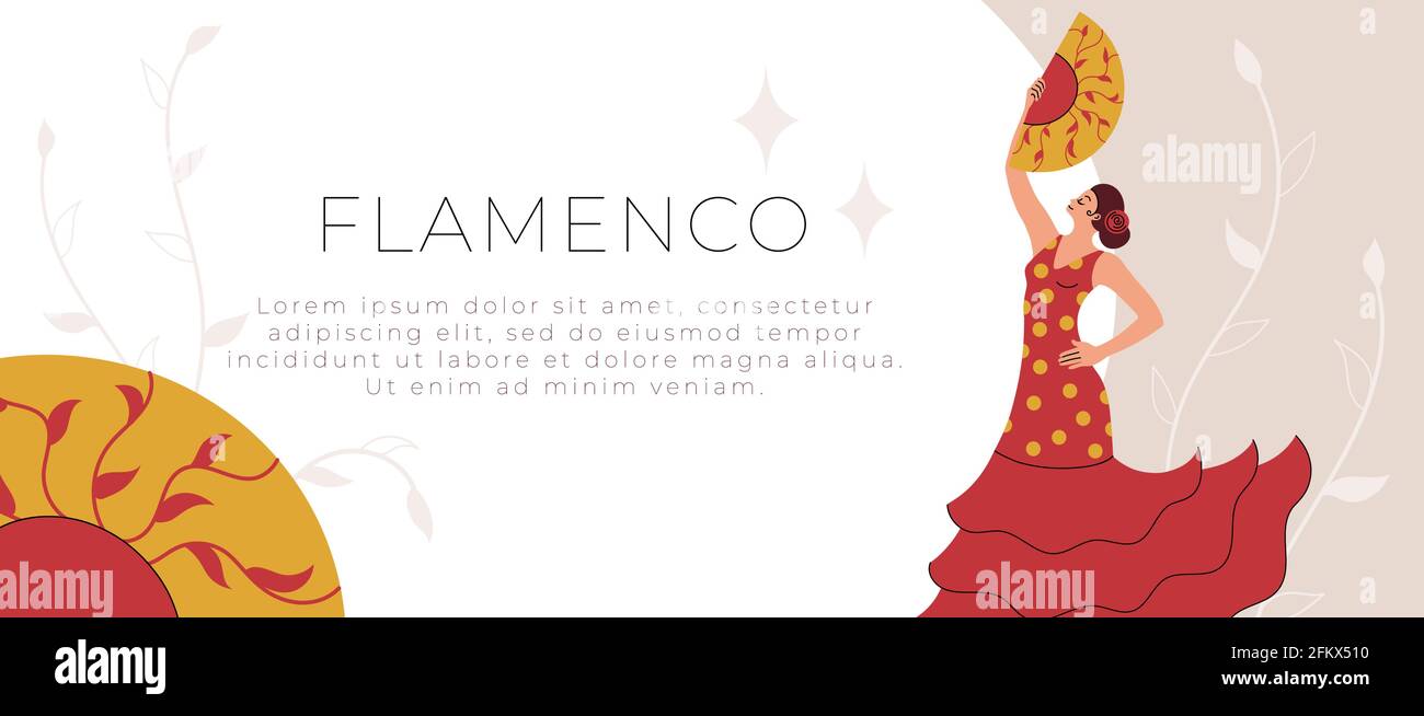 Femme dansant le flamenco et tenant un fan. Illustration de Vecteur