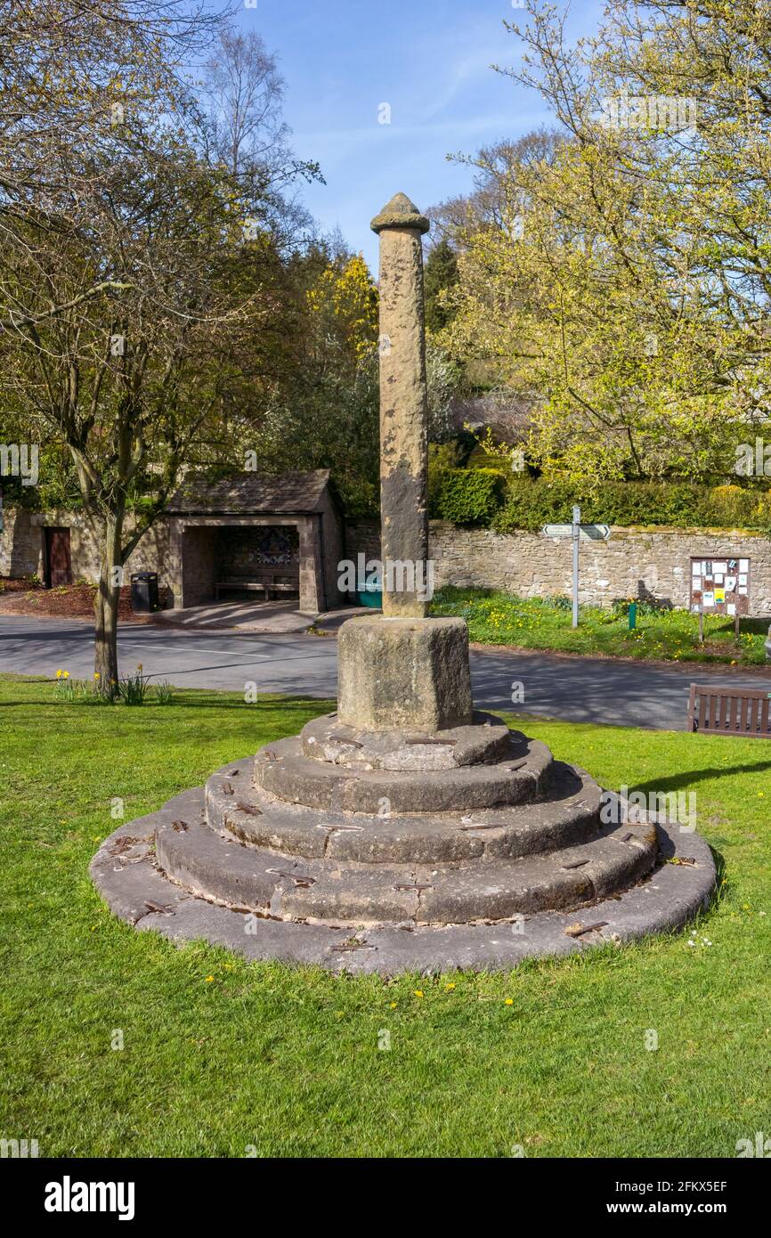 Croix médiévale du beurre, Grande pierre de Longstone, Derbyshire Banque D'Images